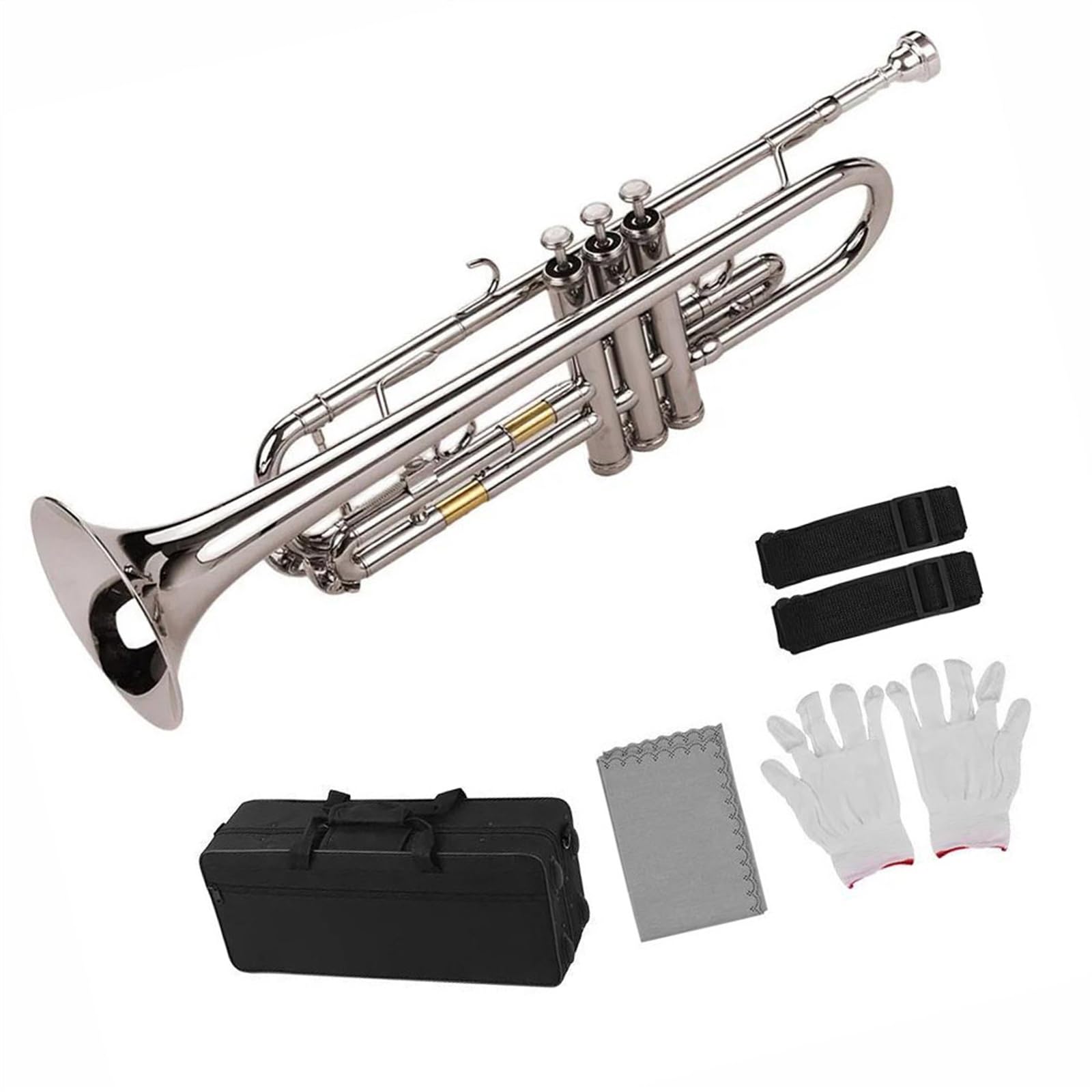 Trombette Tromba Standard In Sib Materiale In Ottone Strumento A Fiato Nichelato Borsa Per Il Trasporto Guanti Acciaio Inossidabile