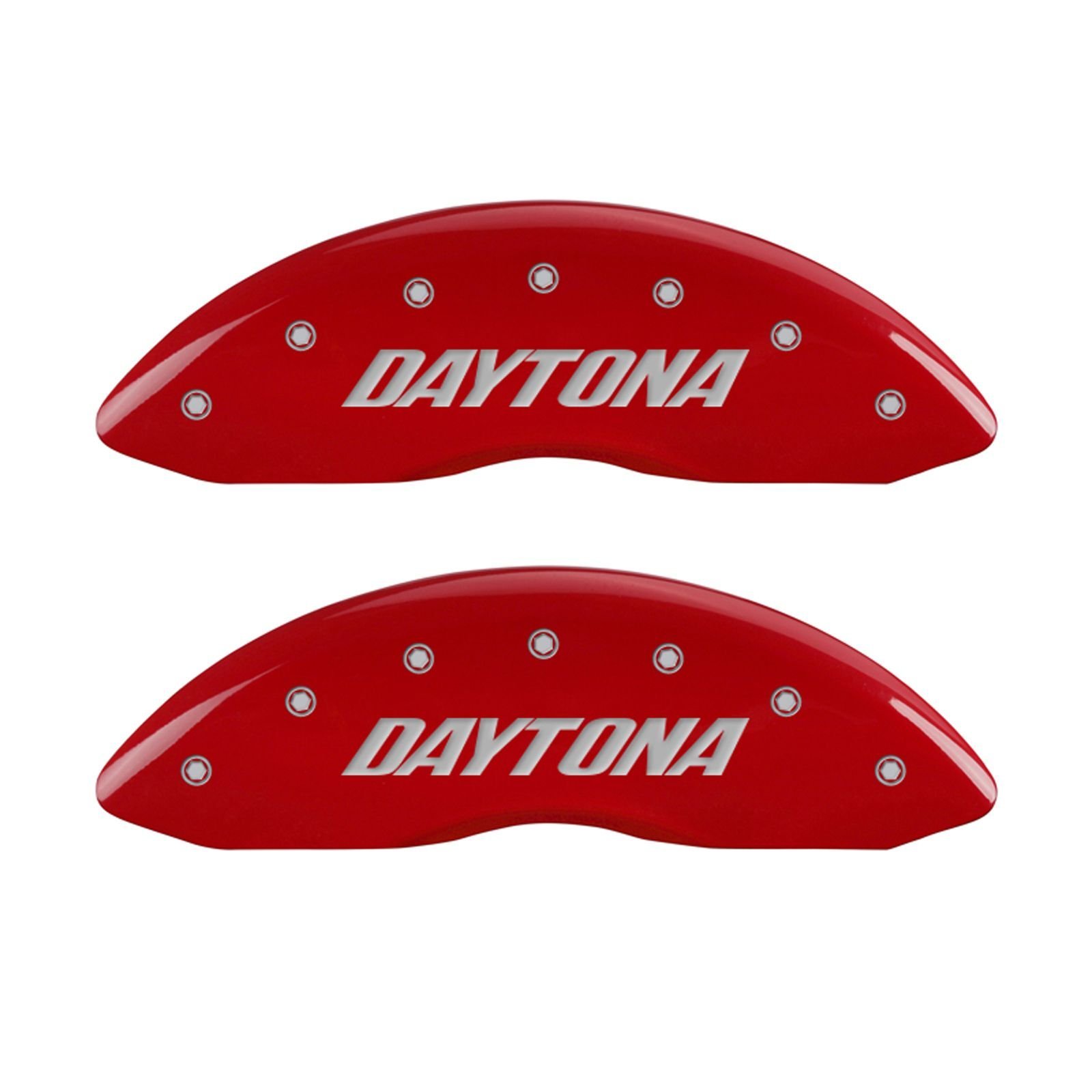MGP Caliper Covers12001SDAYRD 'Daytona' Engraved Caliper Cover with Red Powder Coat Finish and Silver Characters, (Set of 4)