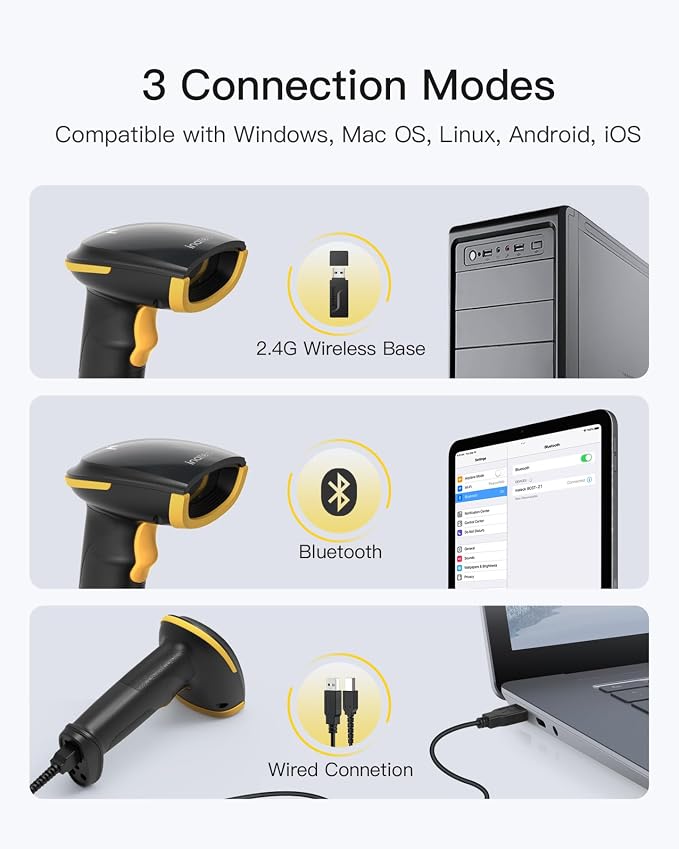 Escáner de Códigos de Barras Inateck AI Bluetooth 1D miniatura 5