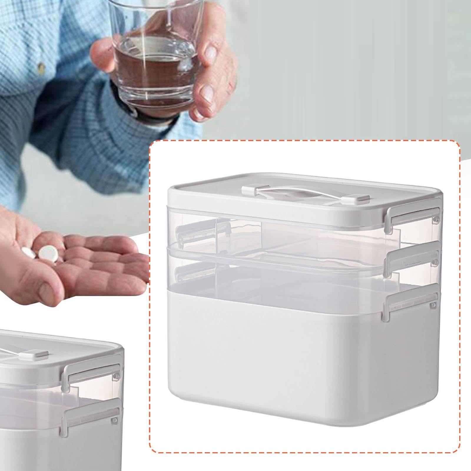 Qianly Contenitore Organizer Medico, Scatola di per casa e Soggiorno, 24x16.3x19.7 Cm 3
