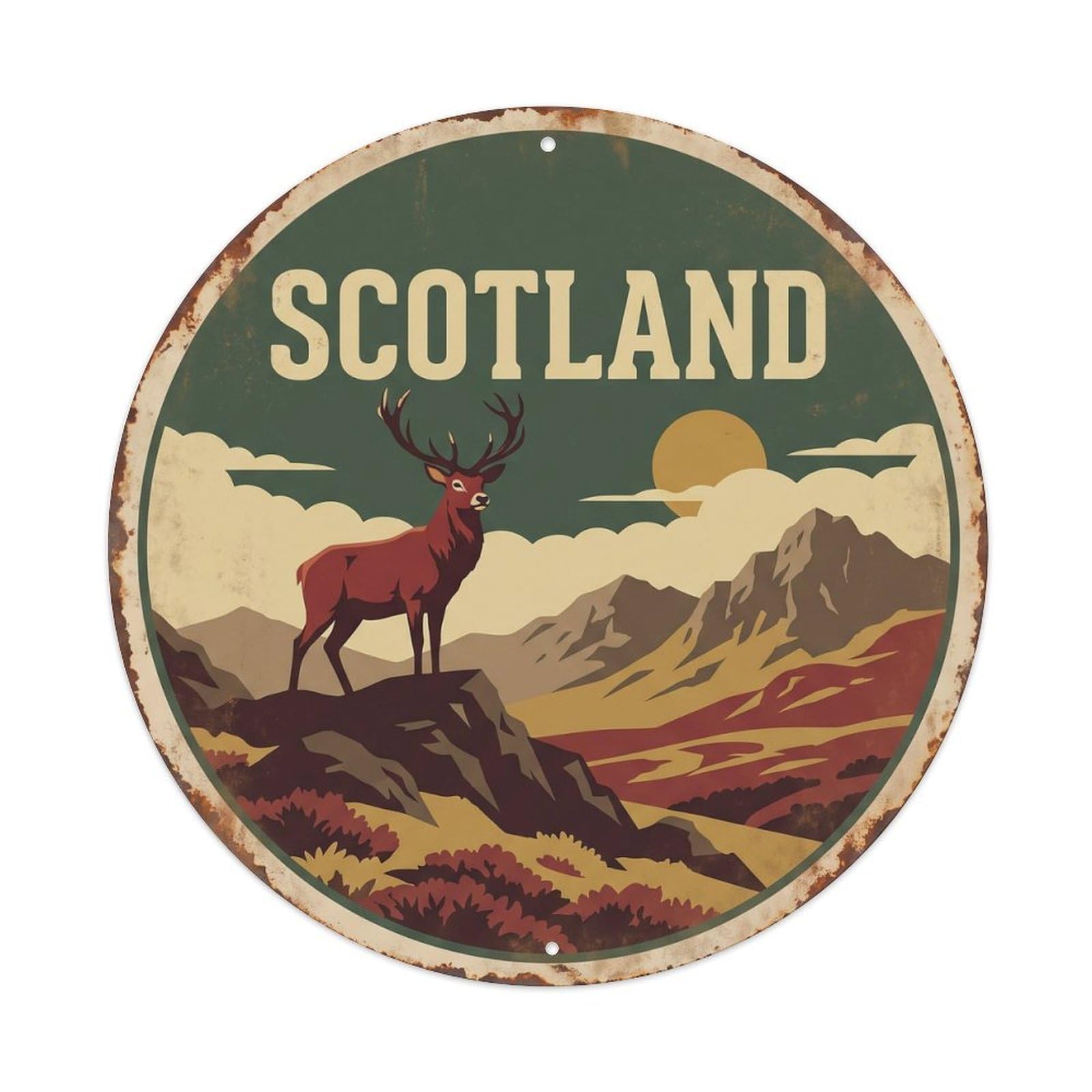 Scotland Red Deer Mountain Ridge Metal Tin Sign