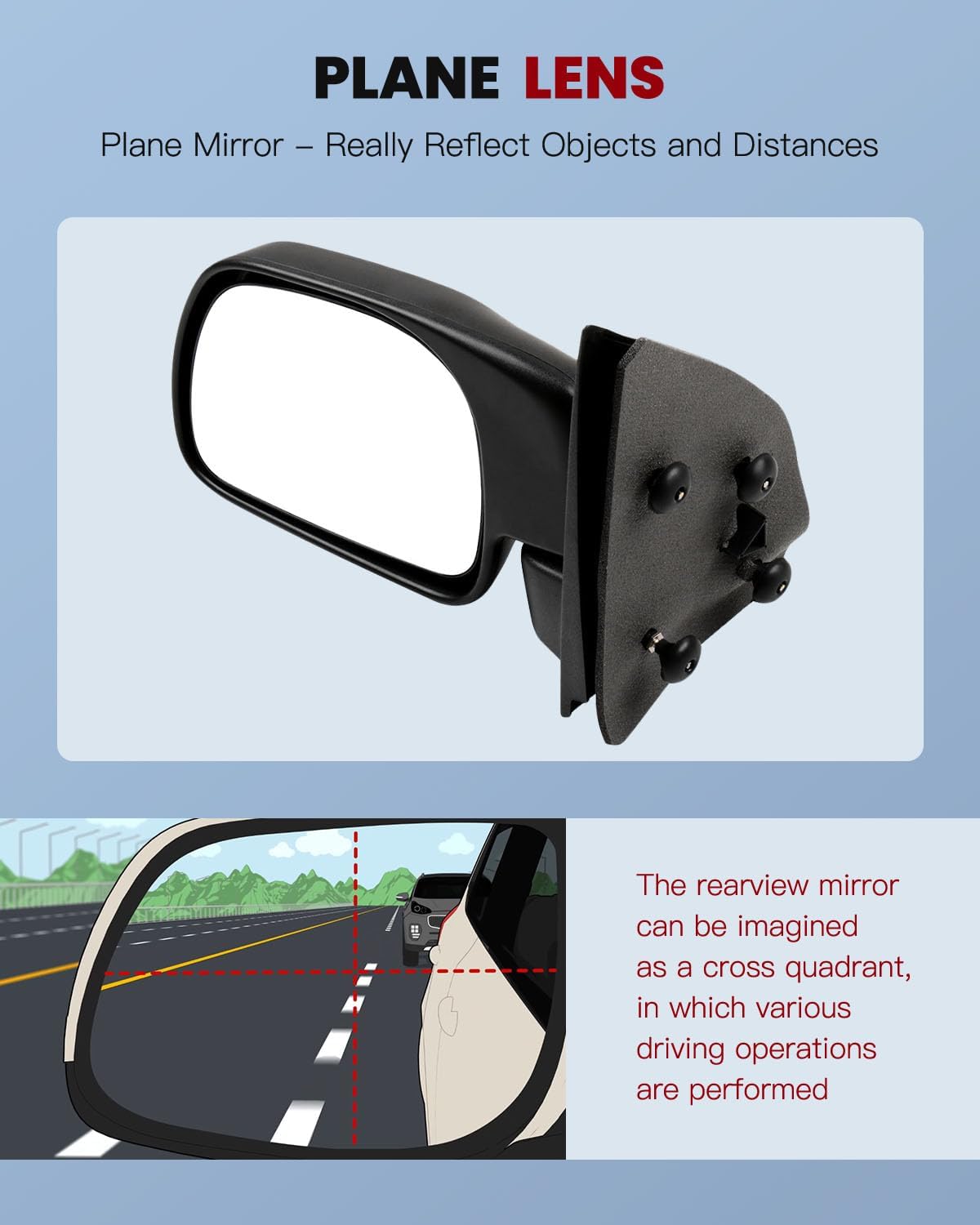cciyu Driver Side View Mirror Replacement for 1999-2010 For Ford F-250/F-350/F-450 Super Duty, 1999-2007 F-550 Super Duty - Black Manual Folding Non-Heated - Durable Construction & Easy Installation