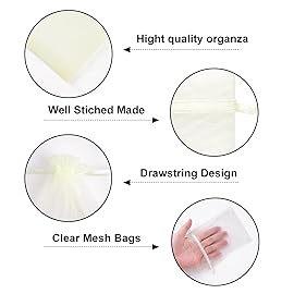 G2PLUS 100PCS Drawstring Organza Bags - Ivory Organza Bags 4x6 in Sheer Mesh Jewelry Pouches Candy Gift Wrap Pouch for Christmas, Wedding Party Favors