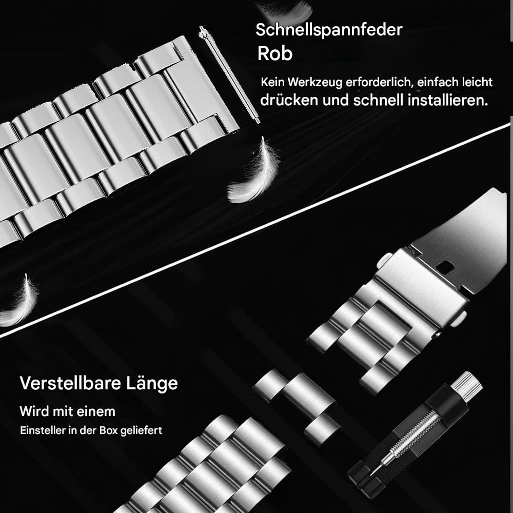 Titan Armband für Garmin Venus X1, 24mm Schnellverschluss-Metallarmband mit integriertem Schnallenband als Ersatz für die Garmin-Uhr Venu X1