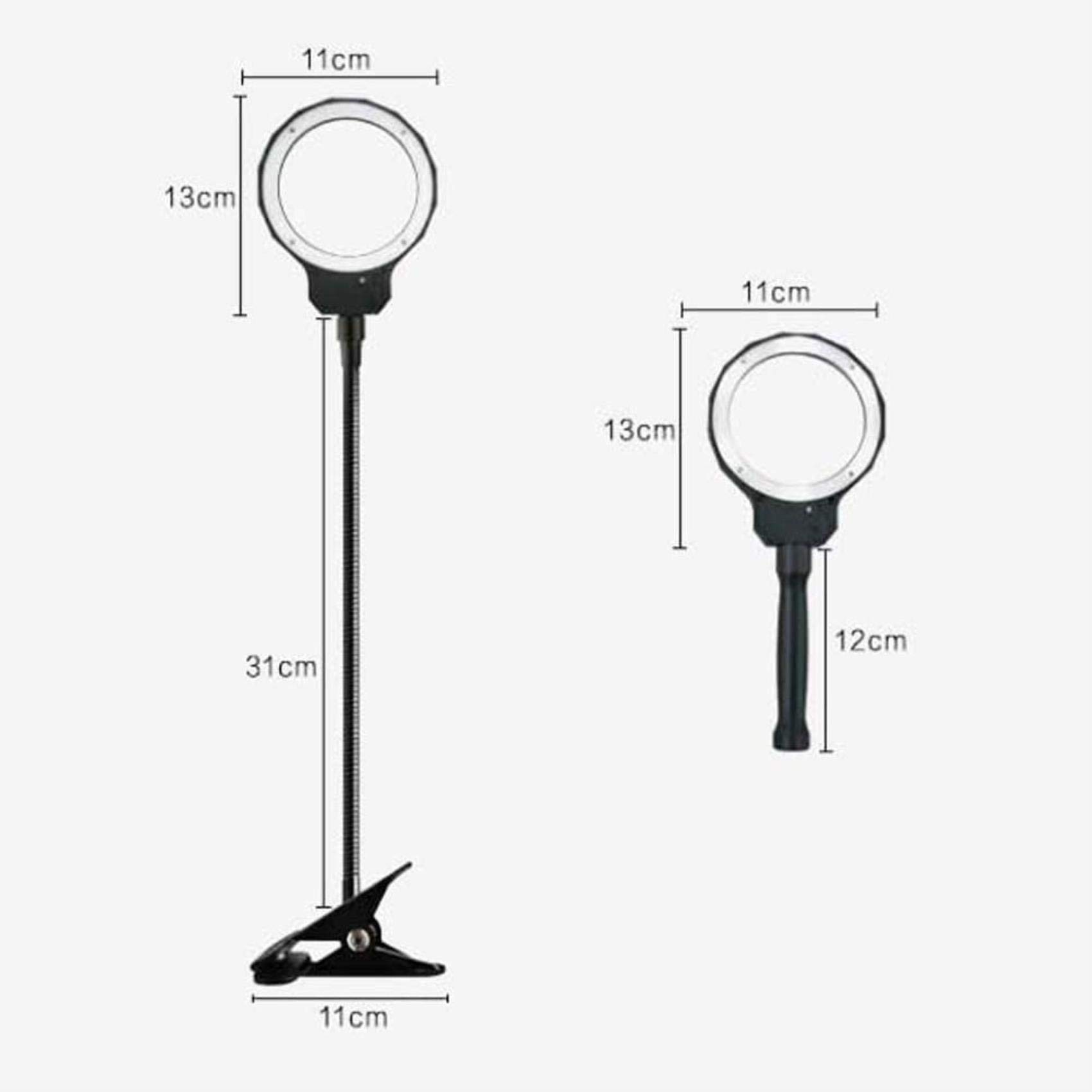 Lupa con luz LED, Lupa combinada de Mano y Clip 5X para Lectura, inspección, Soldadura, Costura, reparación, Pasatiempos y Manualidades