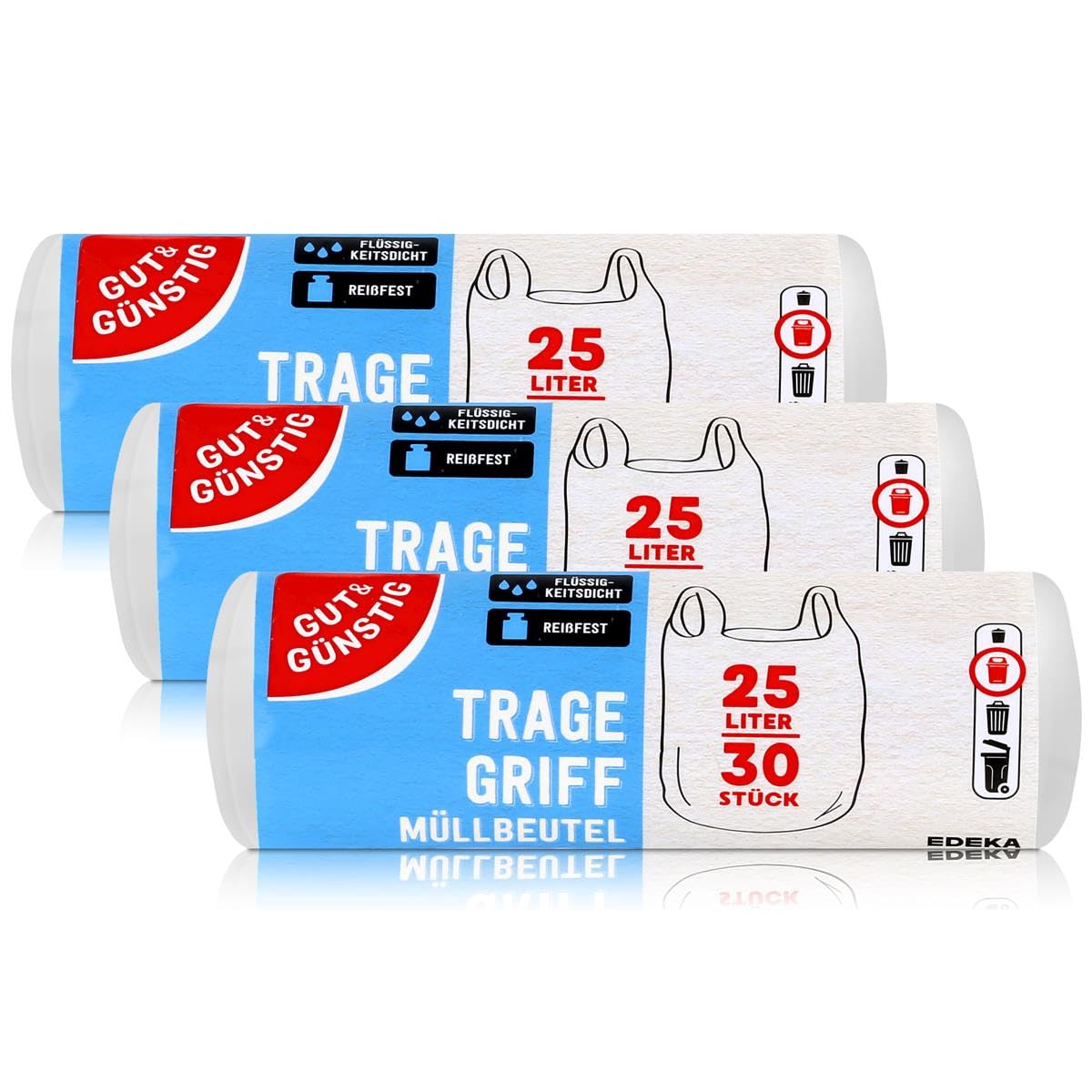 Écologie et Durabilité - Lot de 30 Sac-Poubelle Indéchirable et Étanche aux Liquides de 25 L pour Poignée de Transport (