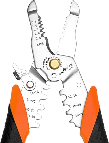 Miniatura 8 de Pelacables y crimpadoras de cables, herramienta de prensado de pelacables de 7.38 pulgadas, pelacables profesionales con crimpador de alambre,