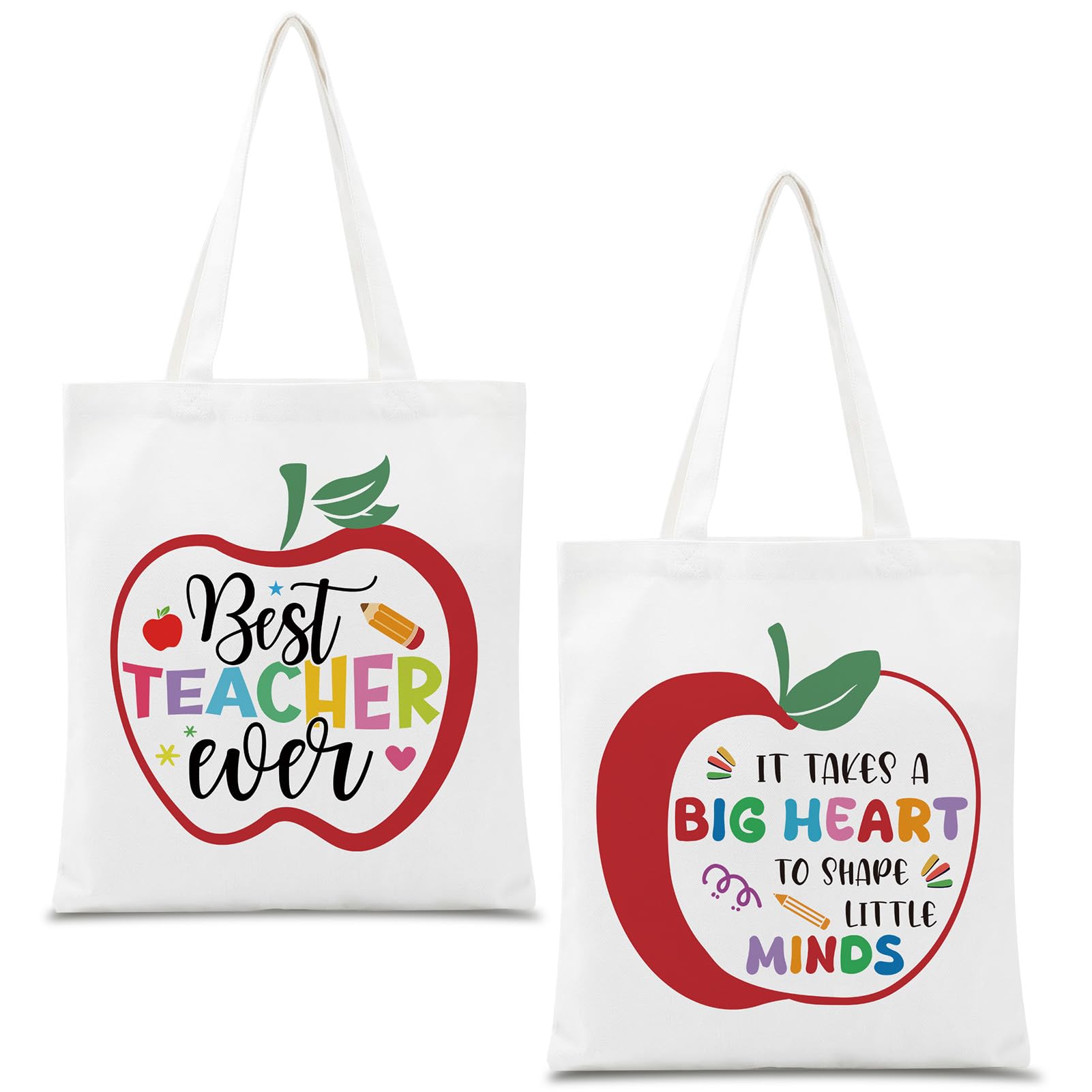 Radsocken Thank You Teacher Gifts for Women, 2Pcs Red Tote Bags for School Office Shopping,Leaving Gifts Retirement Birthday Present for Teachers Friends Coworkers