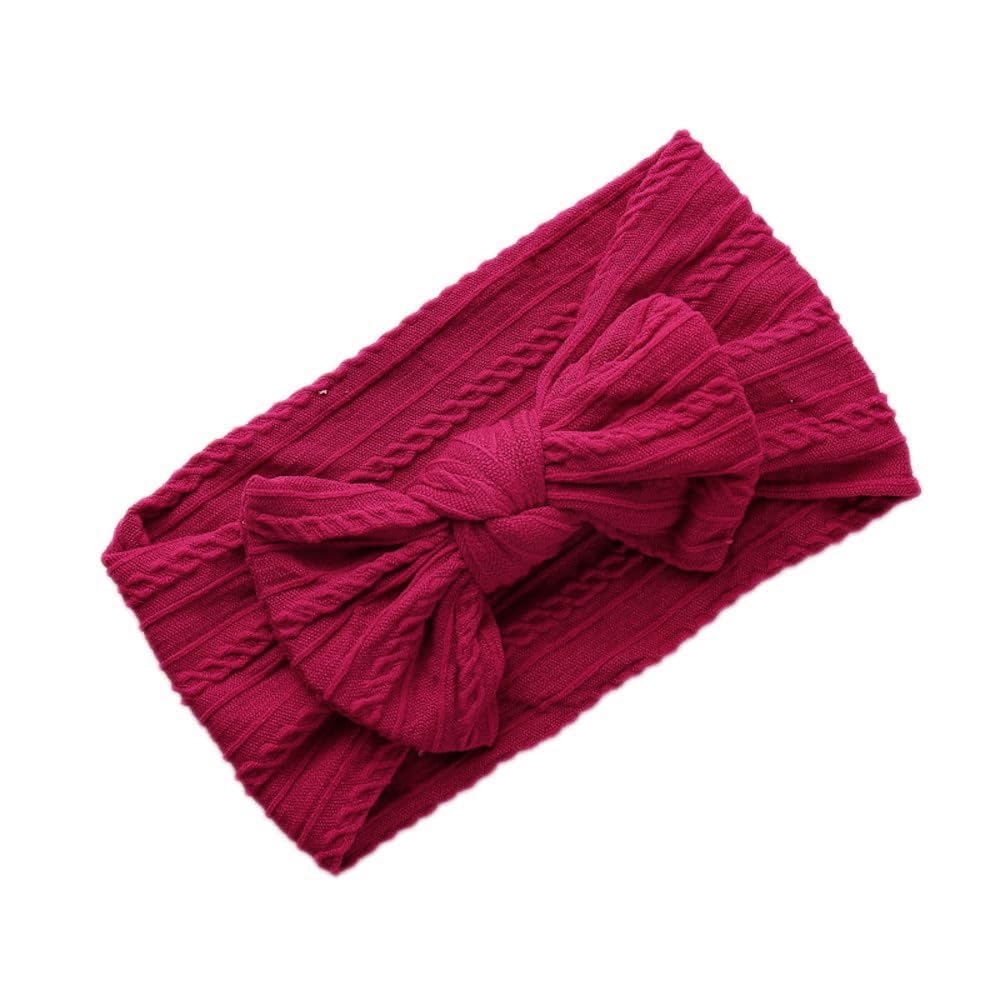 Pack of 2 Baby Turban Headbands, Nylon Headbands, Baby Bow Headbands, Soft Bow Headwear, Elastic Hair Bands for Newborns, Toddlers, Dark Red โ image 1