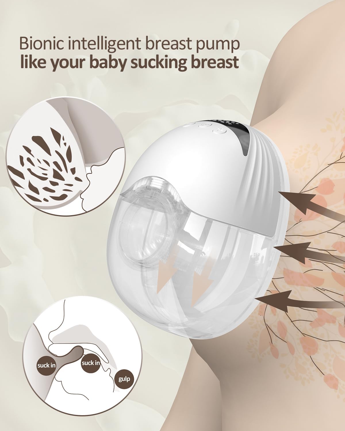 Wearable Breast Pump, Hands Free Breast Pump, 4 Pumping Modes, 12 Levels Hospital Strength Suction, LED Display, Leak-Resistant Design, 2 Breast Flange Sizes Included: 13/15/17/19/21mm - Image 4