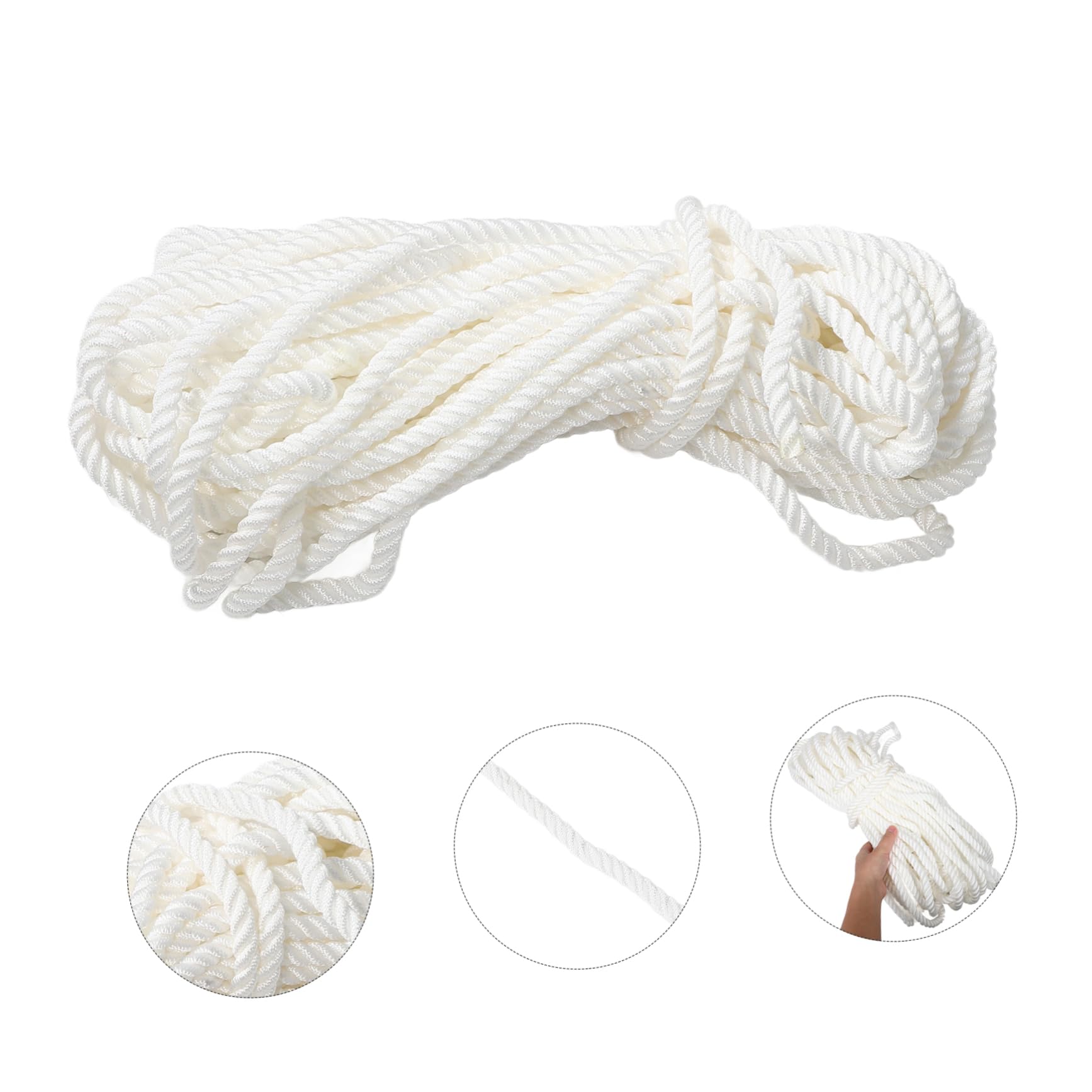 Weiße Nylon Bootsanlegeleine 12mm für Boote und Schiffe | 1 Rolle, Geflochtenes Seil in Marinequalität, für Docking und Ankerung, Passend für Maritime Einsätze