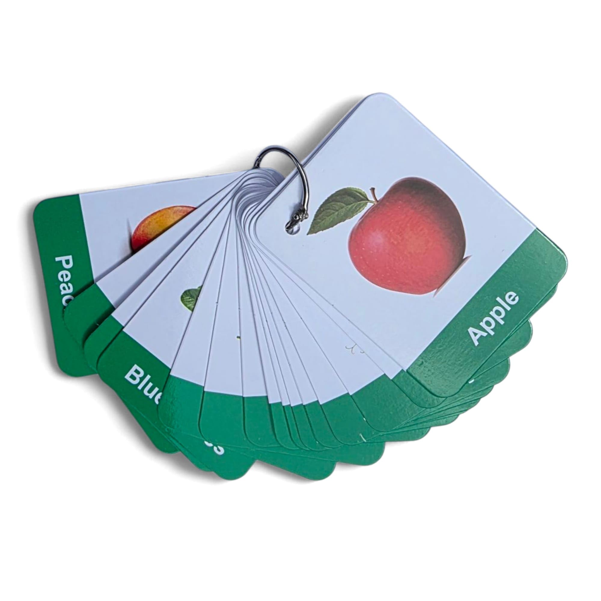 Fruit and Vegetables Flashcards for Toddlers | 24 Real Image Learning Cards | Laminated, Tear-Proof, Wipeable Preschool Flashcards | Early Educational Food Cards with Binding Ring