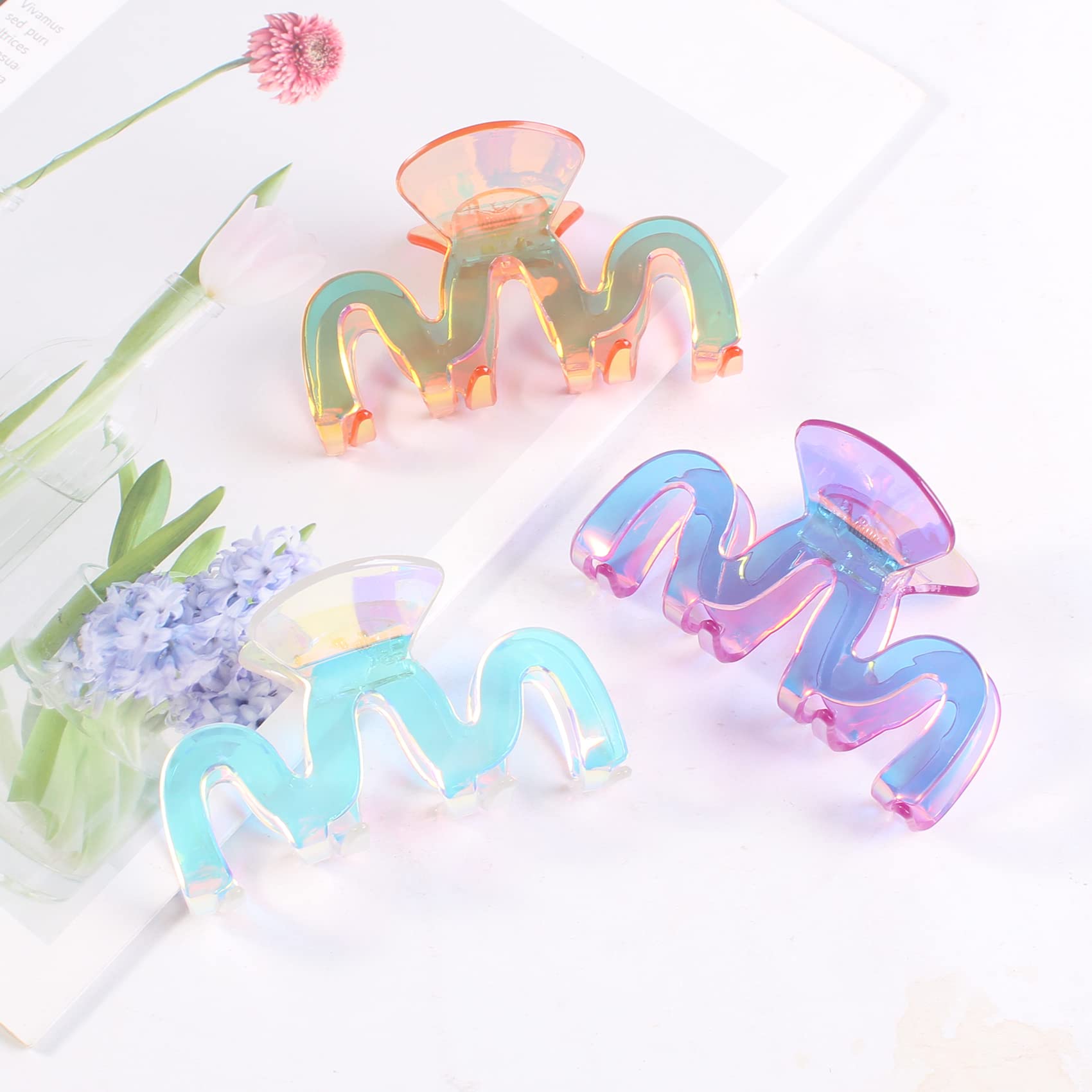 3 pinzas para el cabello grueso para mujer, clip antideslizante para cabello fino (multicolor6)