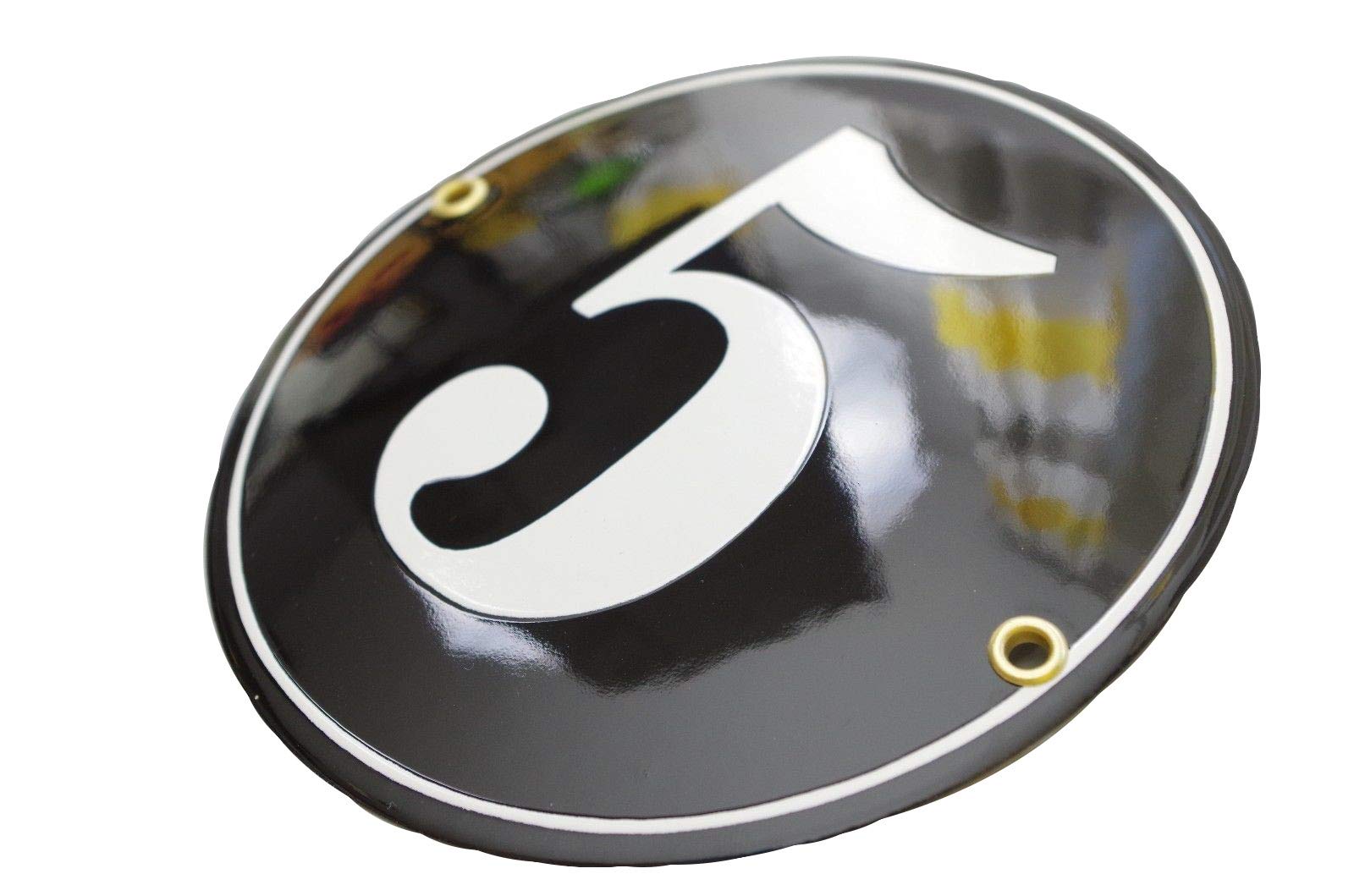 Hausnummer Hausnummernschild Emaille | Kreis Ø 15 cm | mit Wunschnummer Hausschild, Vorbohrungen, Personalisierte, Hausnummernschilder, Türschild, Wunschtext