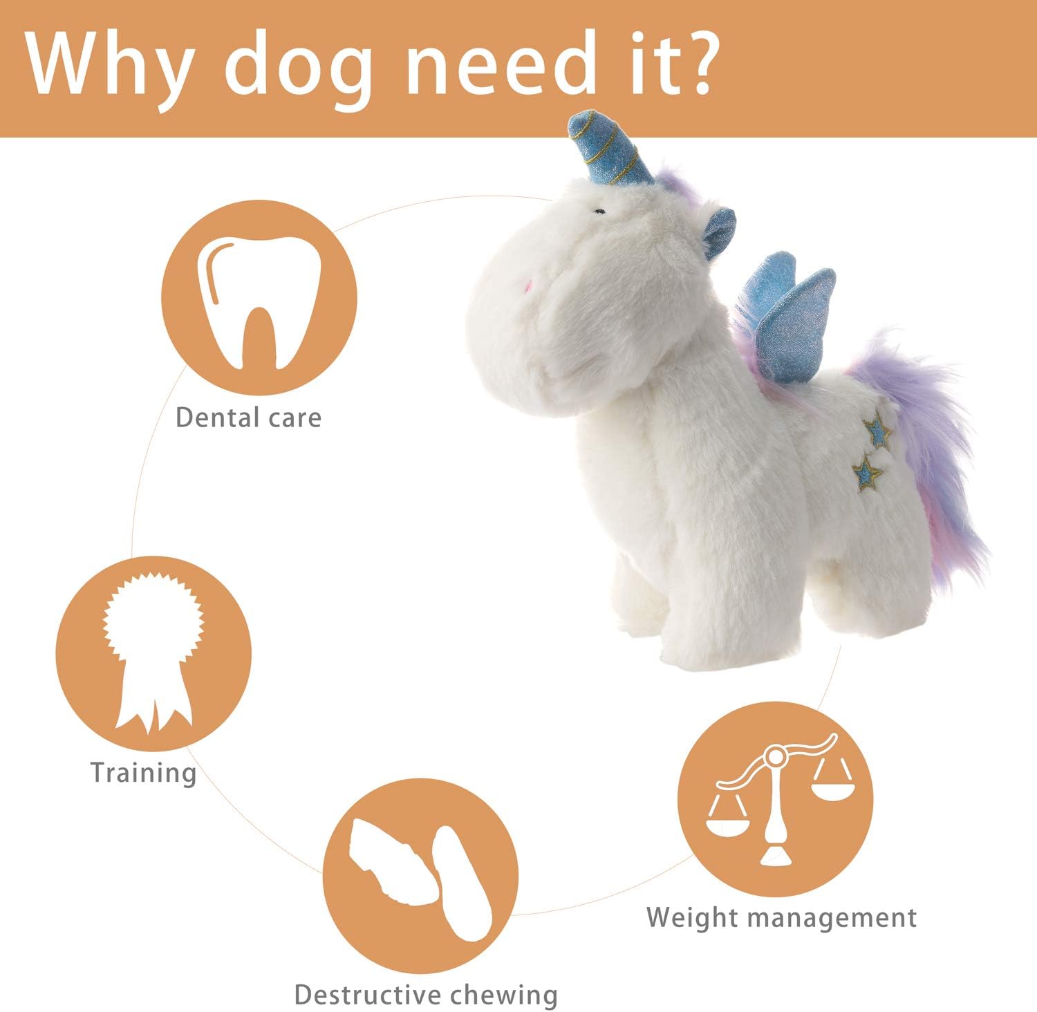 Vagasi Cute Plush Unicorn Dog Toy 12" Soft Durable Puppy Interactive Squeaky Toy for Small Pet