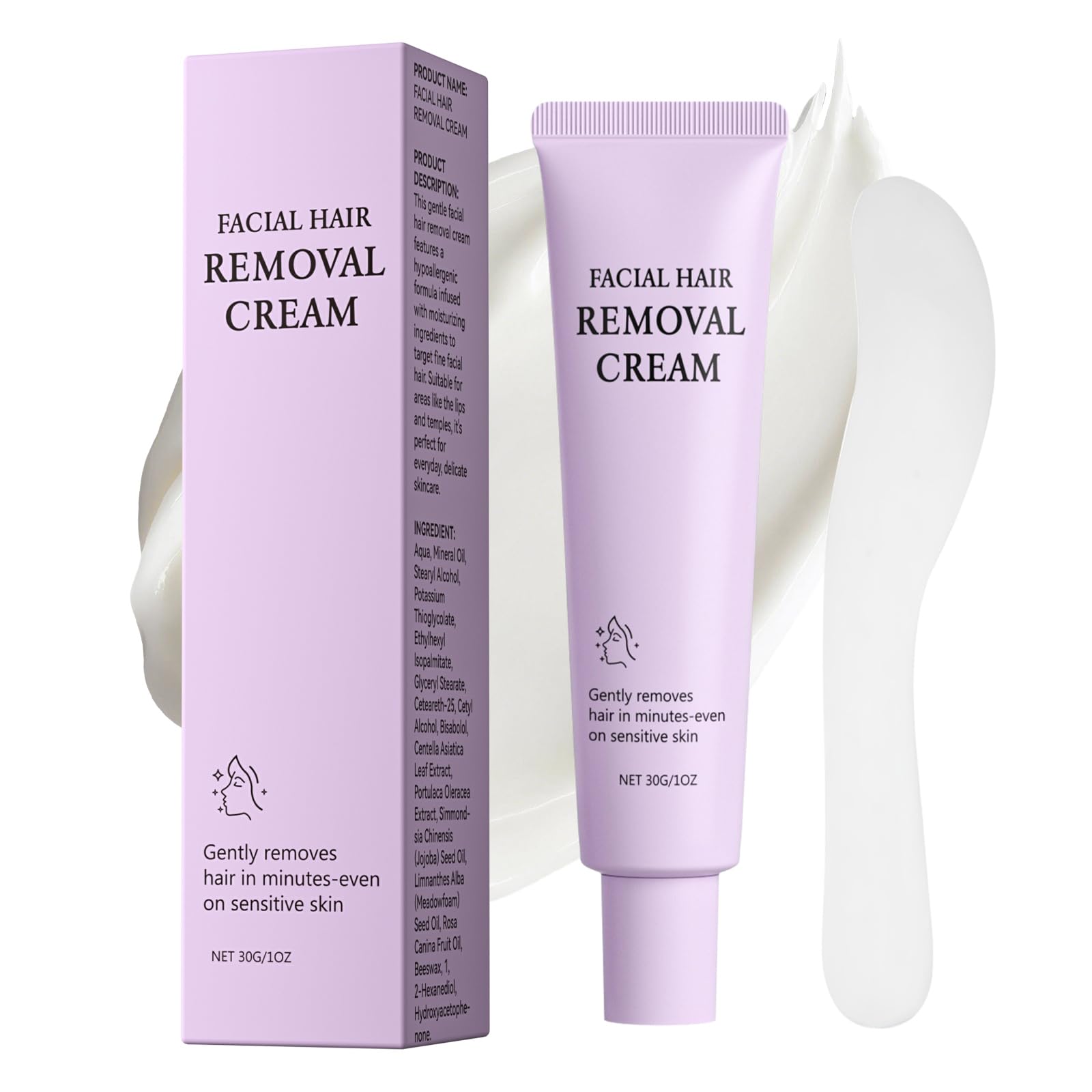 Facial Hair Removal Cream, Painless Face Hair Remover Cream for Women, At-Home Gentle Depilatory Cream for Face Upper Lip Chin Sideburns for Smooth Soft Skin, Grooming Routine, 1.01 fl oz 1.01 Fl Oz (Pack of 1)