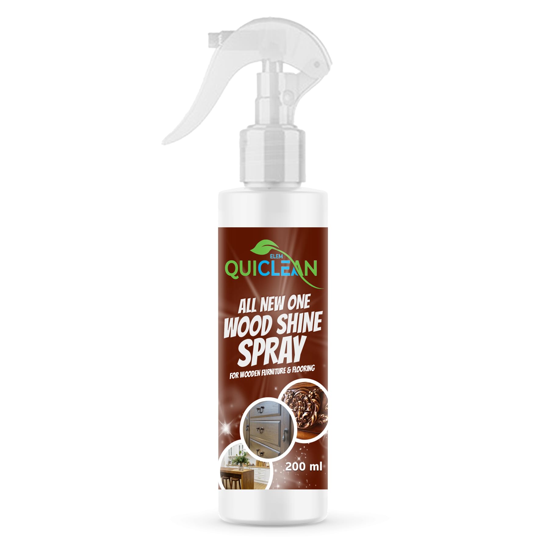 Quiclean Wood Shine Spray | Natural and Herbal Wood Shine and Polish Spray for Furniture, Doors, Windows | For Home and Office Use | Alternative to Wood Polish and Wax (200 ml)