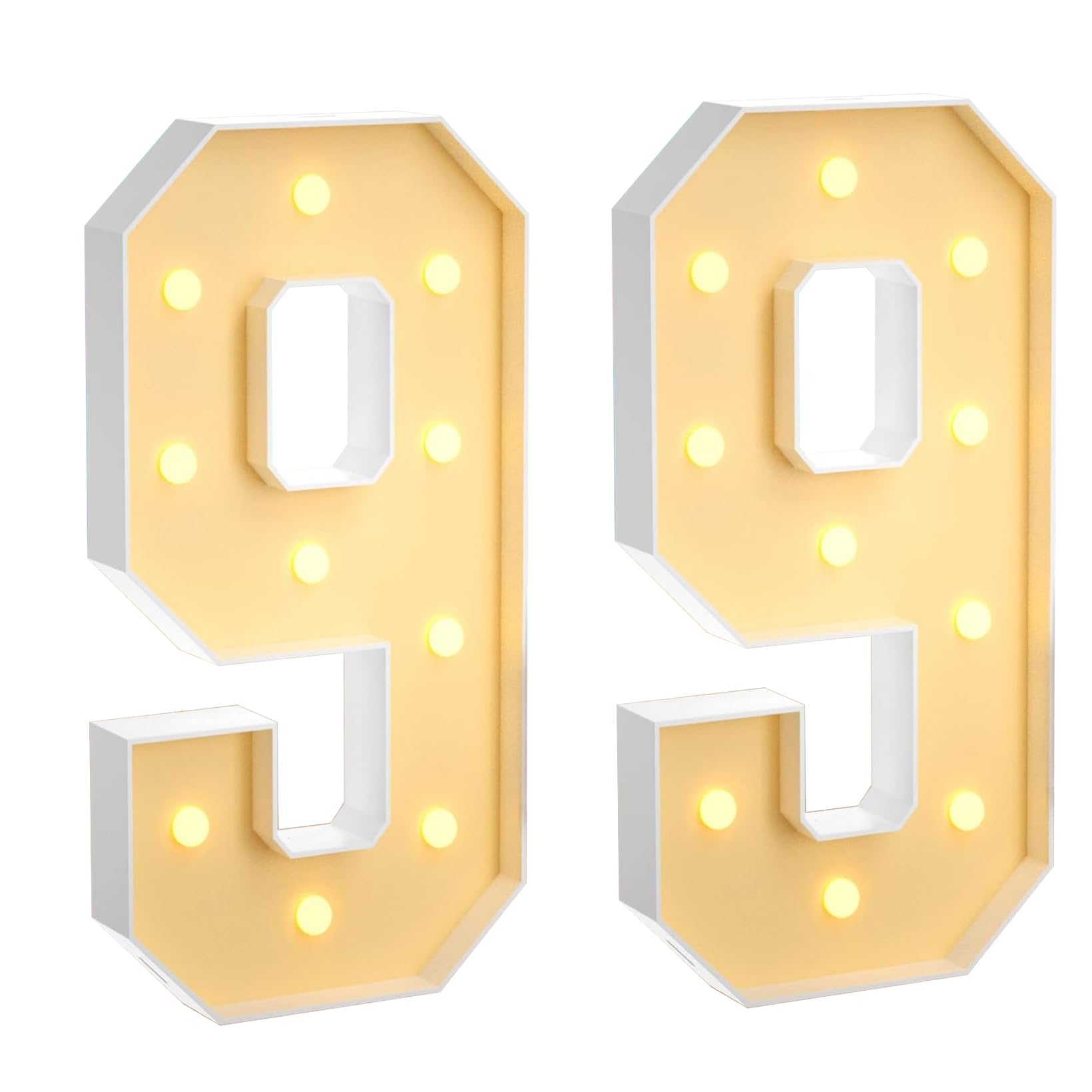 100 cm, grande numero 99, con numeri a LED grandi, decorazione a mosaico, luce bianca calda, per casa, feste, compleanni, matrimoni, compleanni e Natale