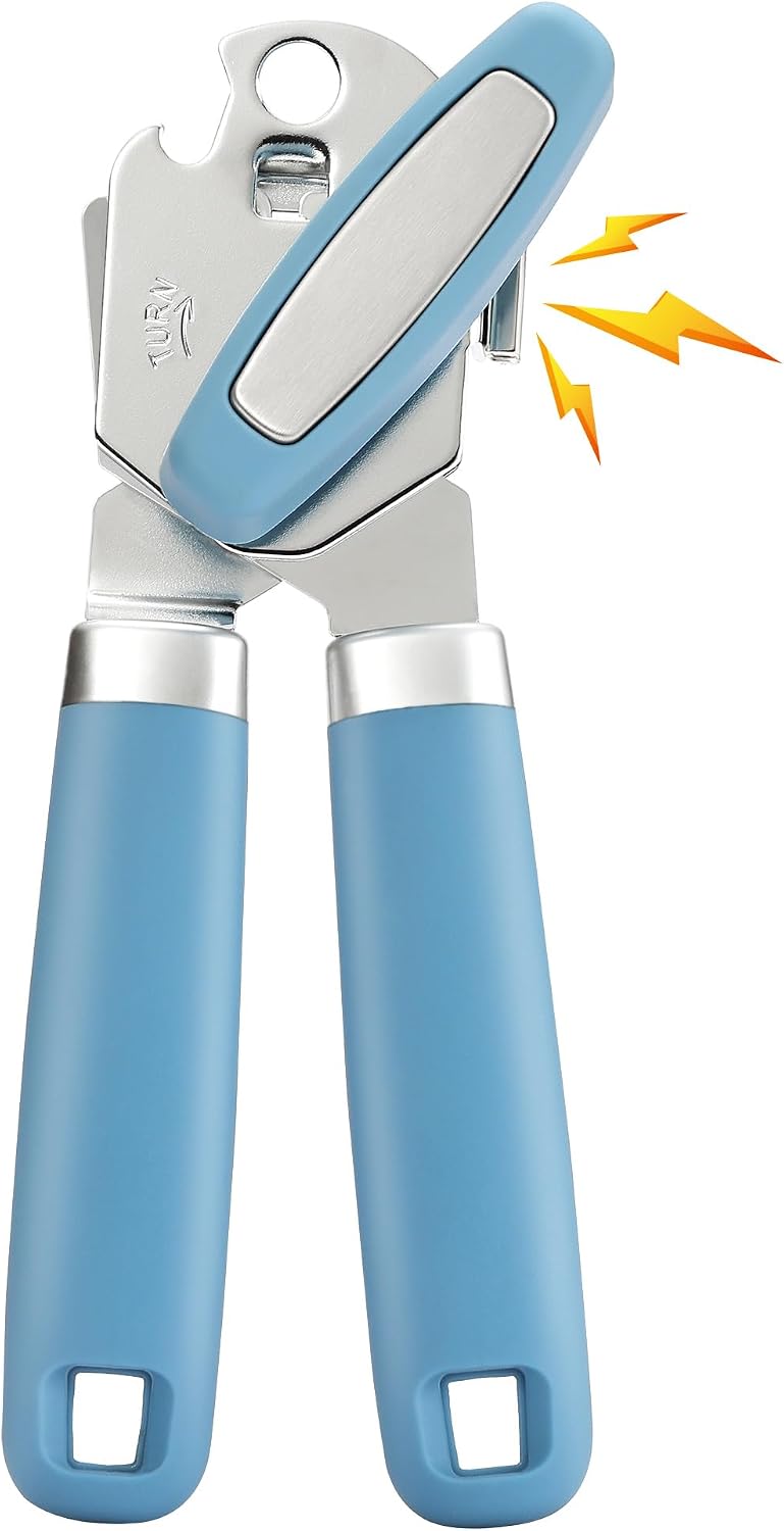 Vayvnt Heavy Duty Manual Can Opener with Magnet and Bottle Opener, Blue