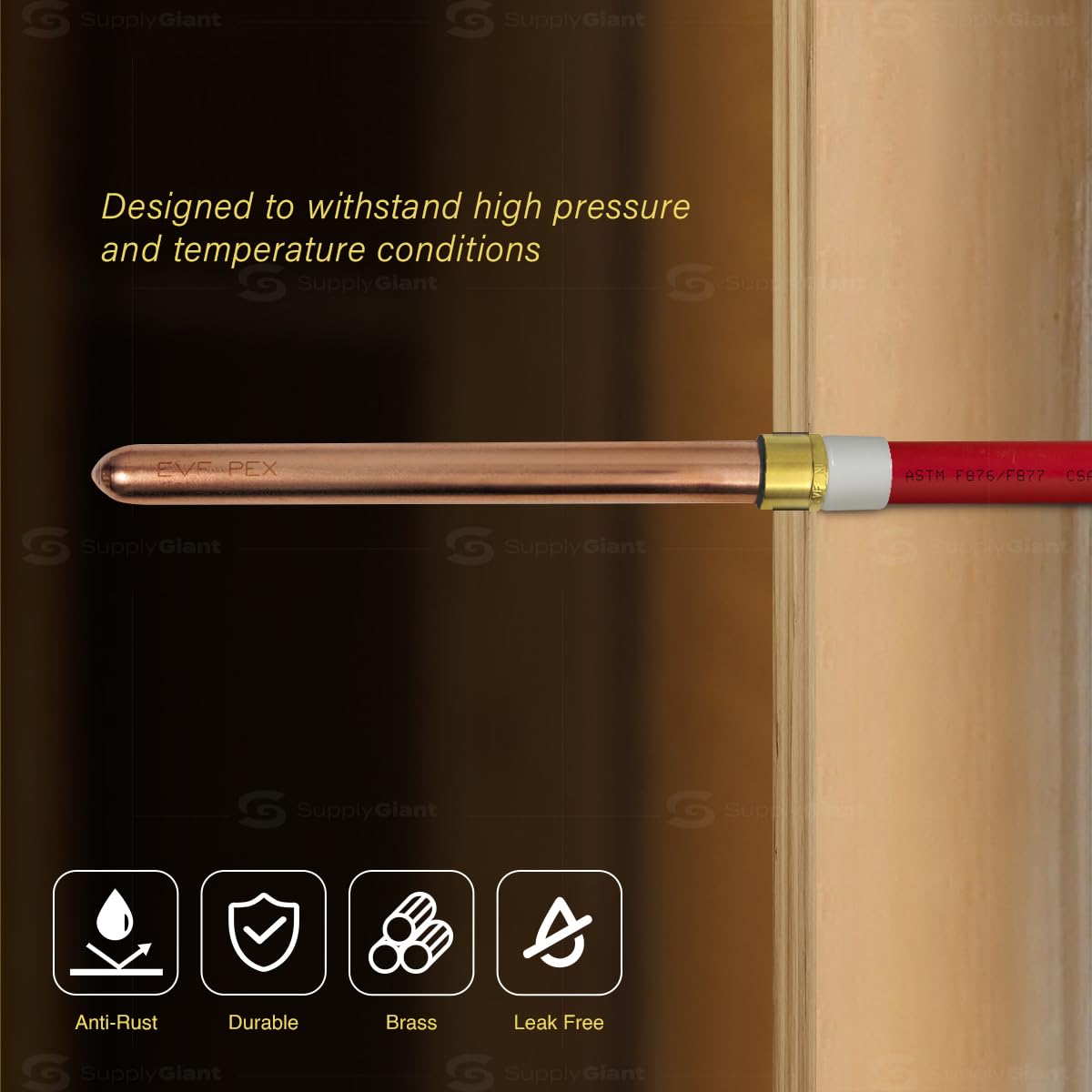 Extensión de cobre de 1/2 pulgada Pex-A, 1/2" x 8" recto F1960 empalme de codo sin plomo, para uso en conexión de tubería Pex-A (paquete de 5)
