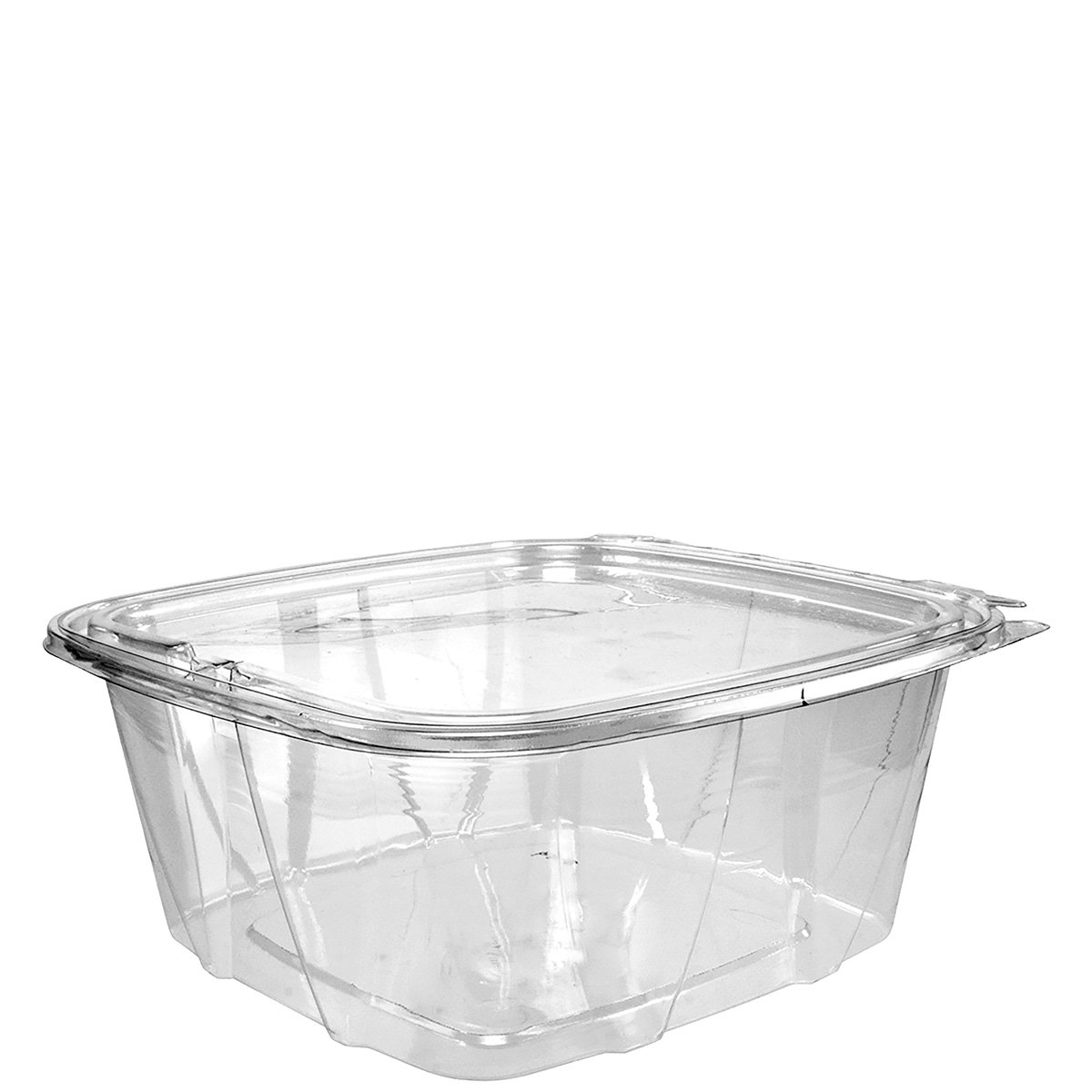 Dart CH64DEF 64 oz Tamper-Resistant Clear Hinged Container with Flat Lid (Case of 200)