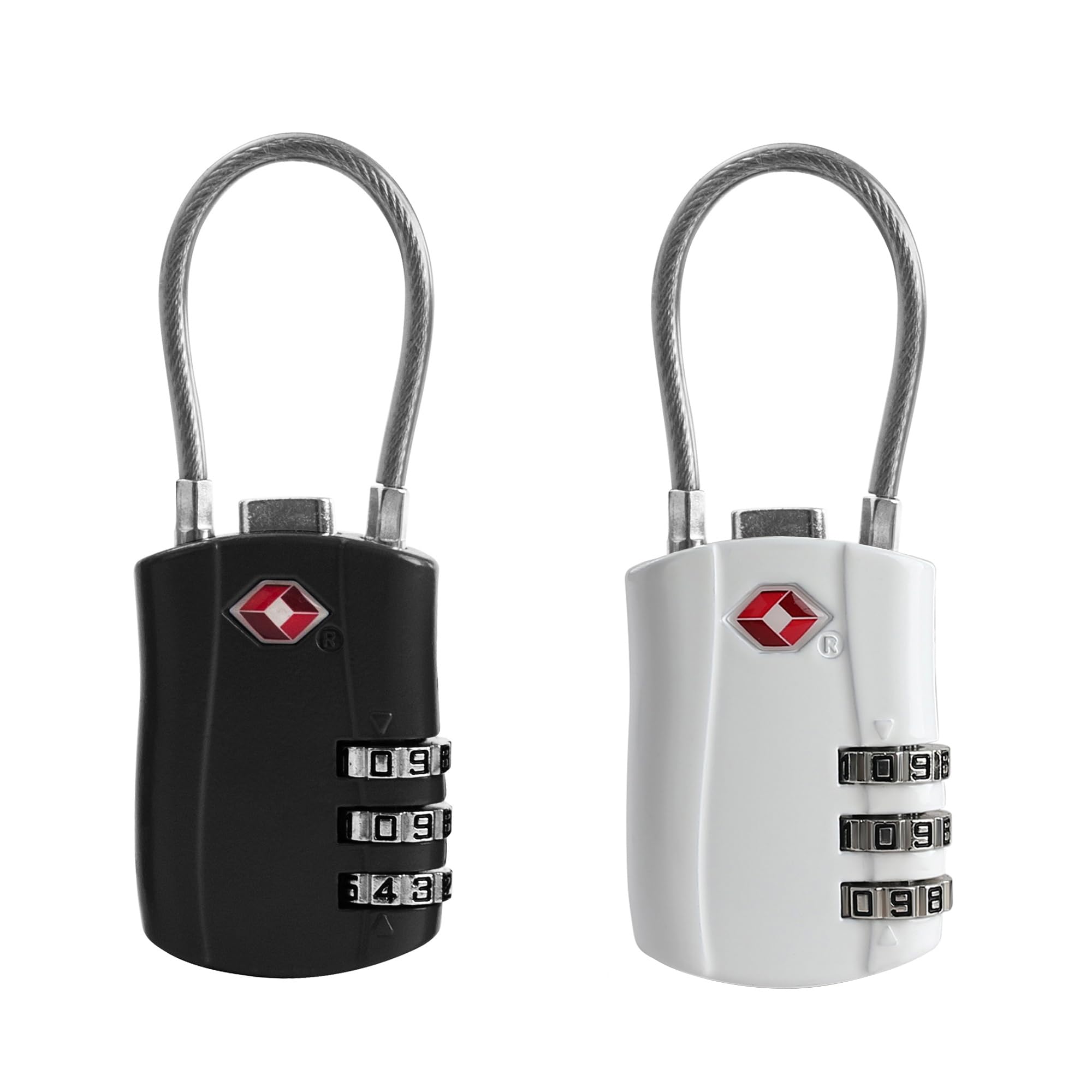 TSA Locks for Luggage, Small Combination Padlock with Cable, Travel Essentials Luggage Locks TSA Approved, Combo Padlock with Code, for Suitcase, Bag, Backpack Zipper, Gym Locker (2-Pack)