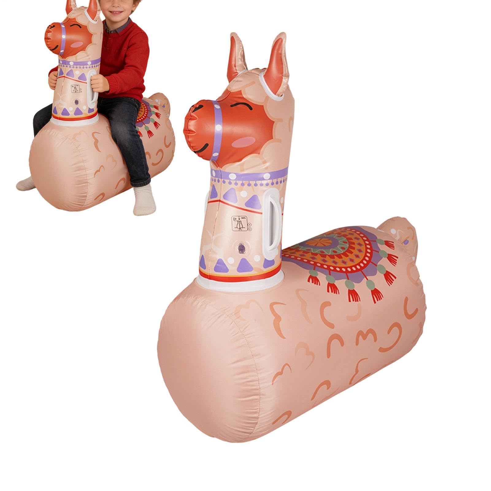 Bouncy Horse, Portable Realistic Balance Training Toy, PVC Leakproof Ride On Jumper, Inflatable Bouncy Animal, Fun Travel Entertainment Gift for Boys Girls Parent Outdoor Play Travel Indoor