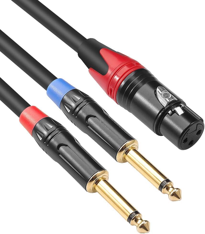 XLR Female to Dual 1/4 inch Y Splitter Cable,Female XLR to Double 6.35mm Mono TS Plug Mic Audio Converter Adapter Cord - 6.6 feet-image-41