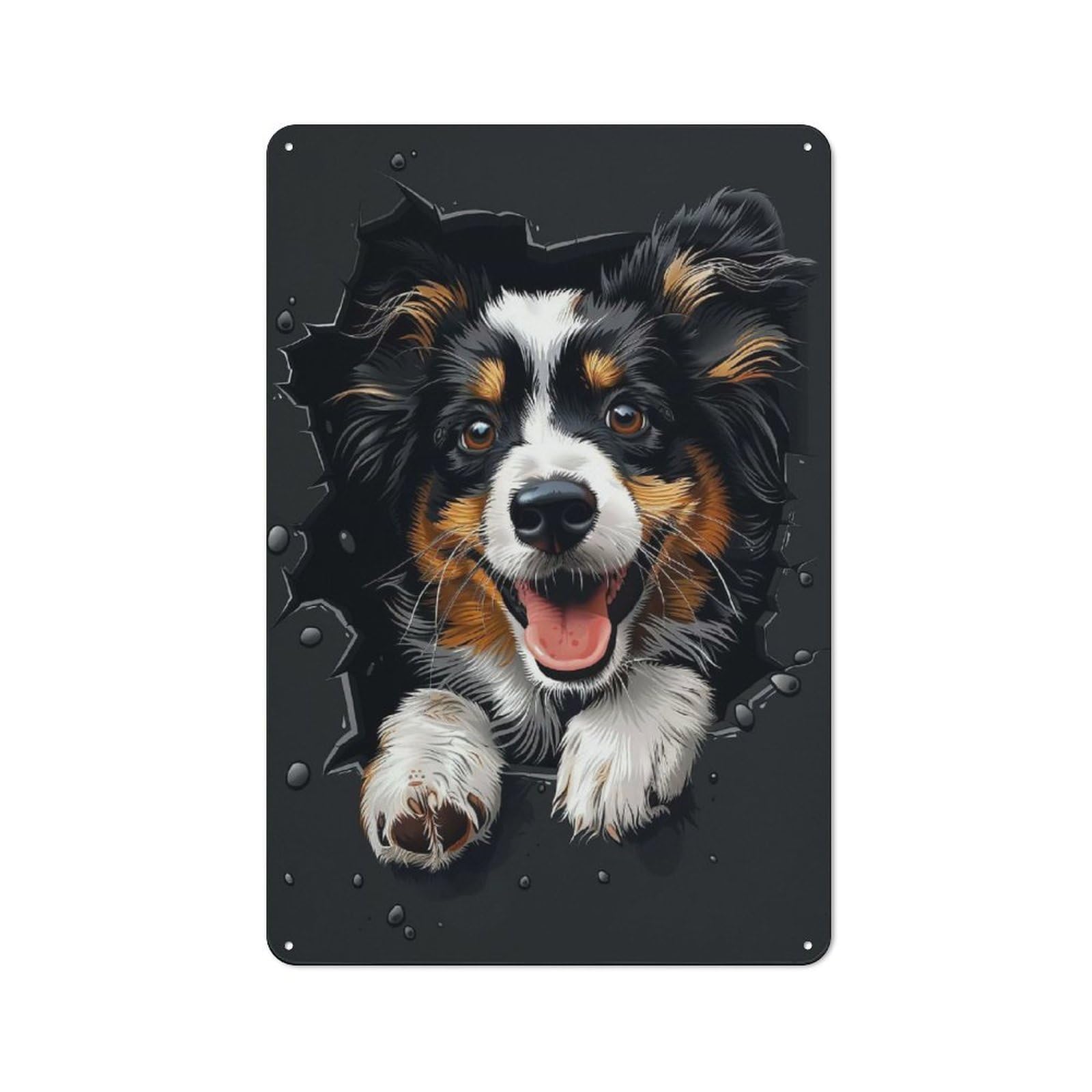 Junmoney Style-13 Shetland Sheepdog Retro Metal Sign 30X20cm For Café Or Restaurant, Gift For Restaurant Decor Fans During The Christmas Season