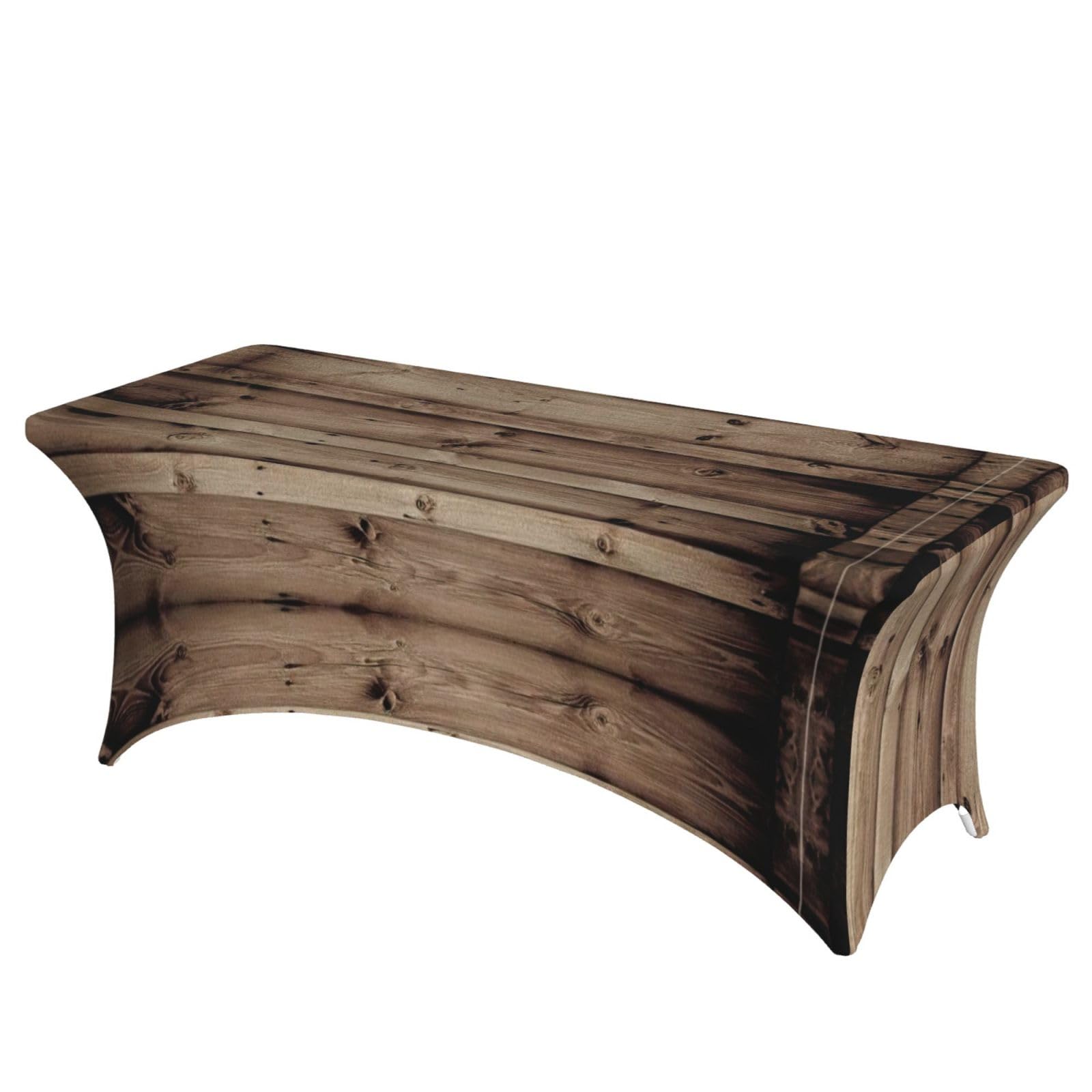 Nappe extensible élasthanne 1,8m effet bois pour buffet de fête