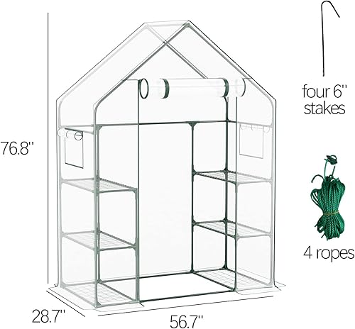Miniatura 3 de CEBOLAN Green House, casas verdes impermeables para exteriores, invernaderos portátiles para exteriores con cremallera enrollable y estantes,
