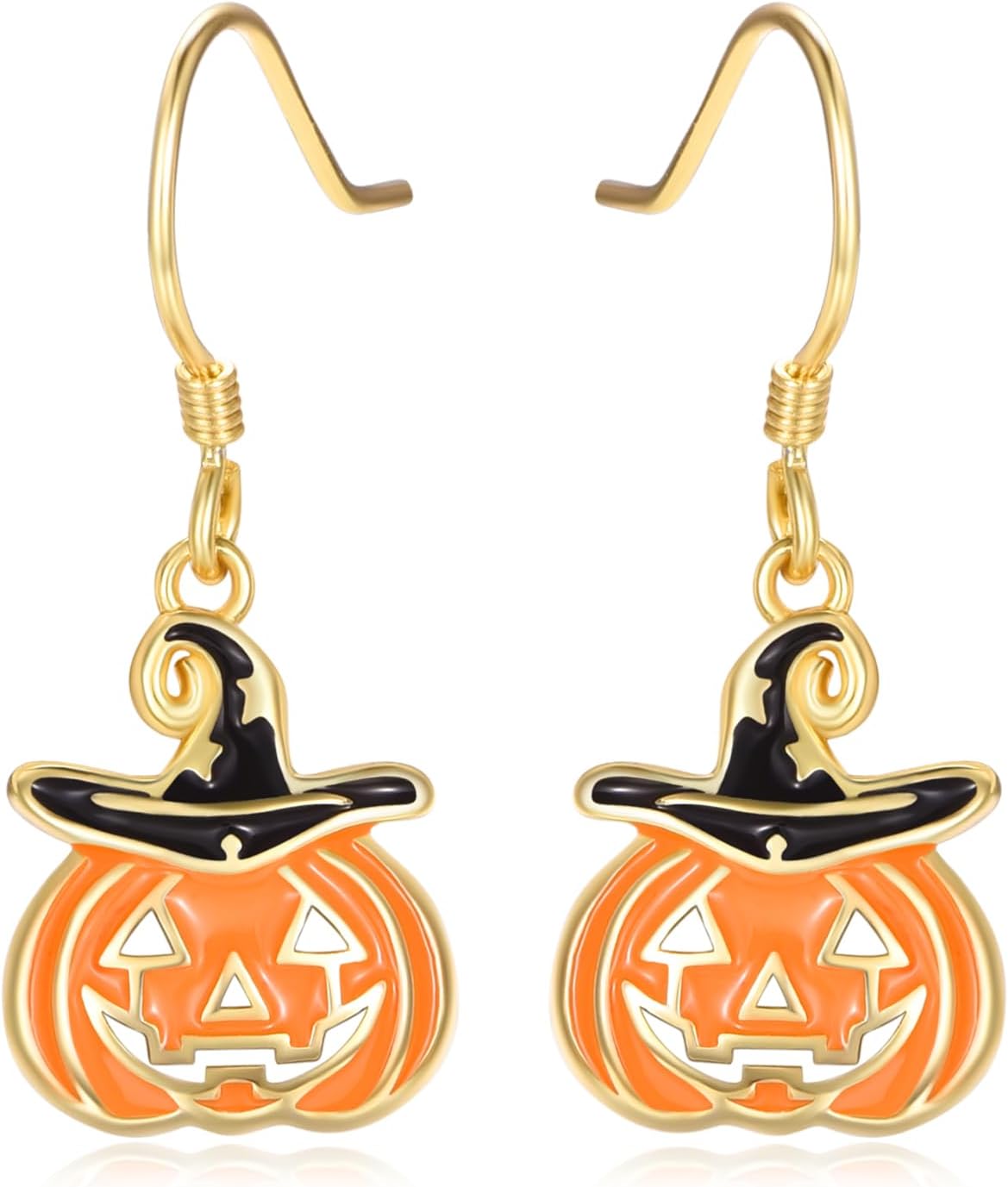 KINGWHYTE Halloween Earrings for Women 925 Sterling Silver Pumpkin Earrings Hypoallergenic Gothic Earrings Hat Pumpkin Drop Dangle Earrings Halloween Jewelry Gifts for Women