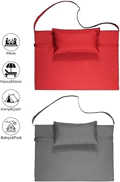 Reyo 2 ADET Ta nabilir Katlan r Plaj Havuz Minderi,  ezlong Minderi Kamp Yata  A k Gri/K rm z  31500-8908