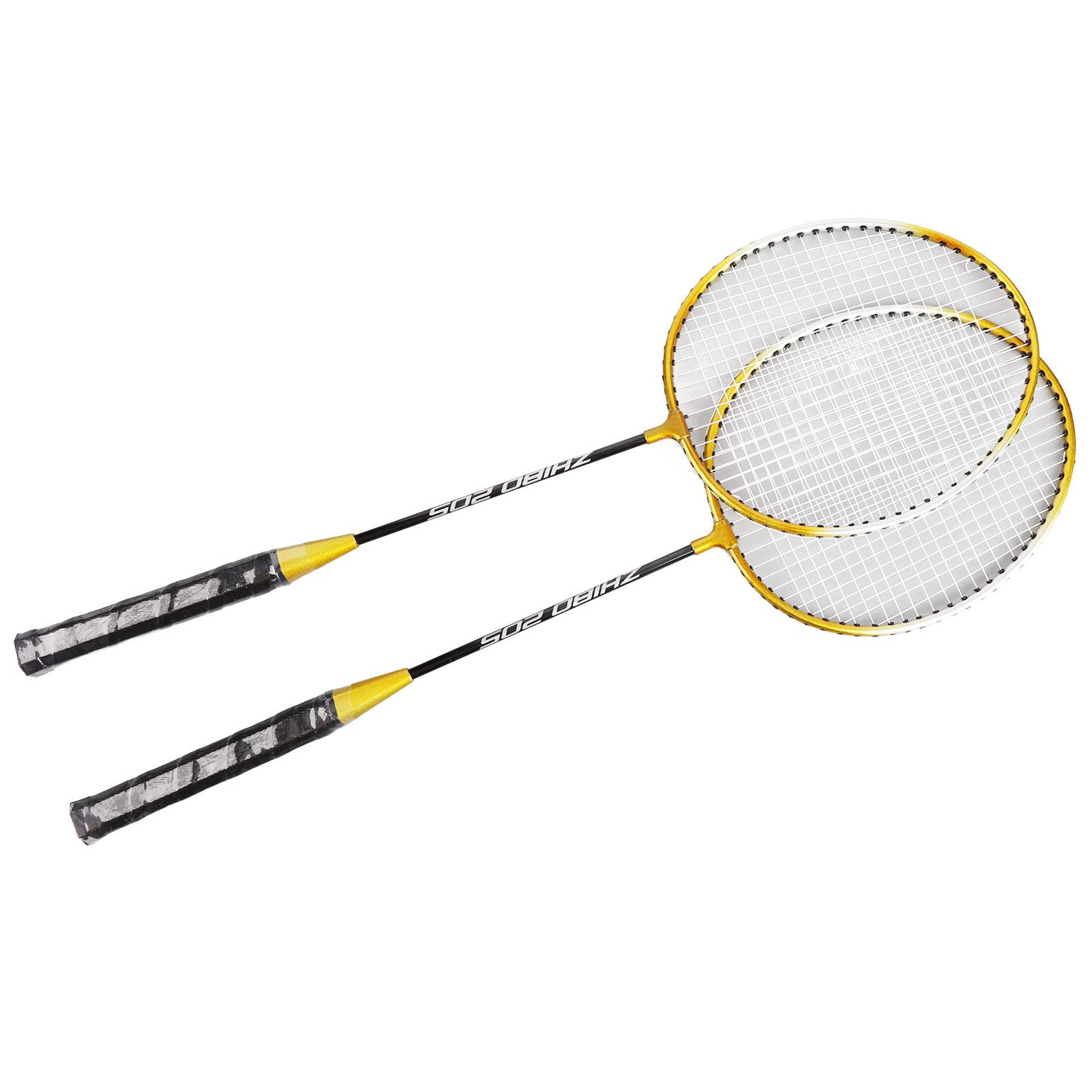Set di Racchette da Badminton in Lega di Ferro Leggera per Allenamento Elementare 2 unità Color Oro con Impugnatura Antiscivolo