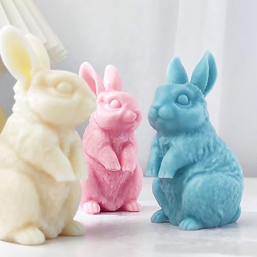 Miniatura 4 de Moldes de silicona para velas de conejo 3D molde de resina de conejo de Pascua para hacer velas arcilla polimérica yeso para decoración del hogar