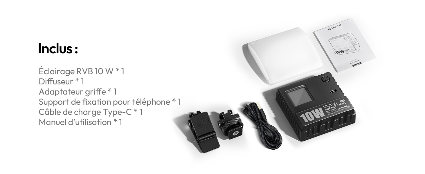 Luiere Photo, ULANZI VL49 LED Photo RGB Avec Batterie Intégrée Charge