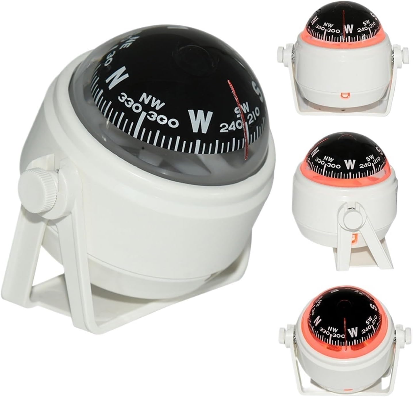 Compass Navigation Car Compass Marine Car Boat Pivoting Electronic Light Guide Ball Vehicle Navigation Tool Compass Accessories Car Compass(White)