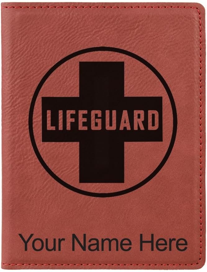 LaserGram Faux Leather Passport Holder, Lifeguard, Personalized Engraving Included ((Dark Brown)