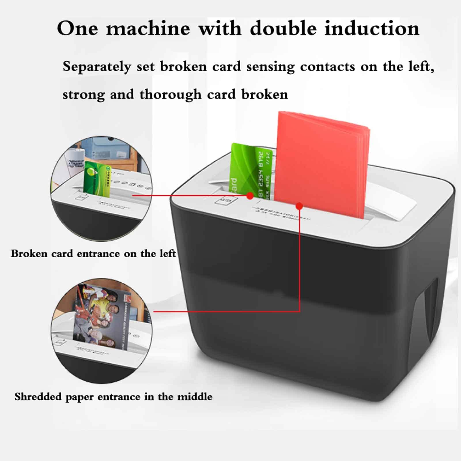 Paper Shredder Mini distruggi documenti desktop, distruggidocumenti per home office, riservatezza a 5 livelli, capacità 4,5 litri, adatto per carte triturate, carta/carte/chiodi/foto
