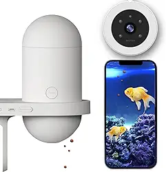 Alimentador automático de peixes para aquário, dispensador inteligente de alimentos para peixes WiFi com aplicativo, alimentador visual de alimentos para peixes para férias com câmera HD de 2K