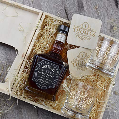 polar-effekt Holzkiste Personalisiert mit Gravur - mit Jack Daniel's Single Barrel Tennessee Whiskey - 6-TLG Whisky… - Image 3