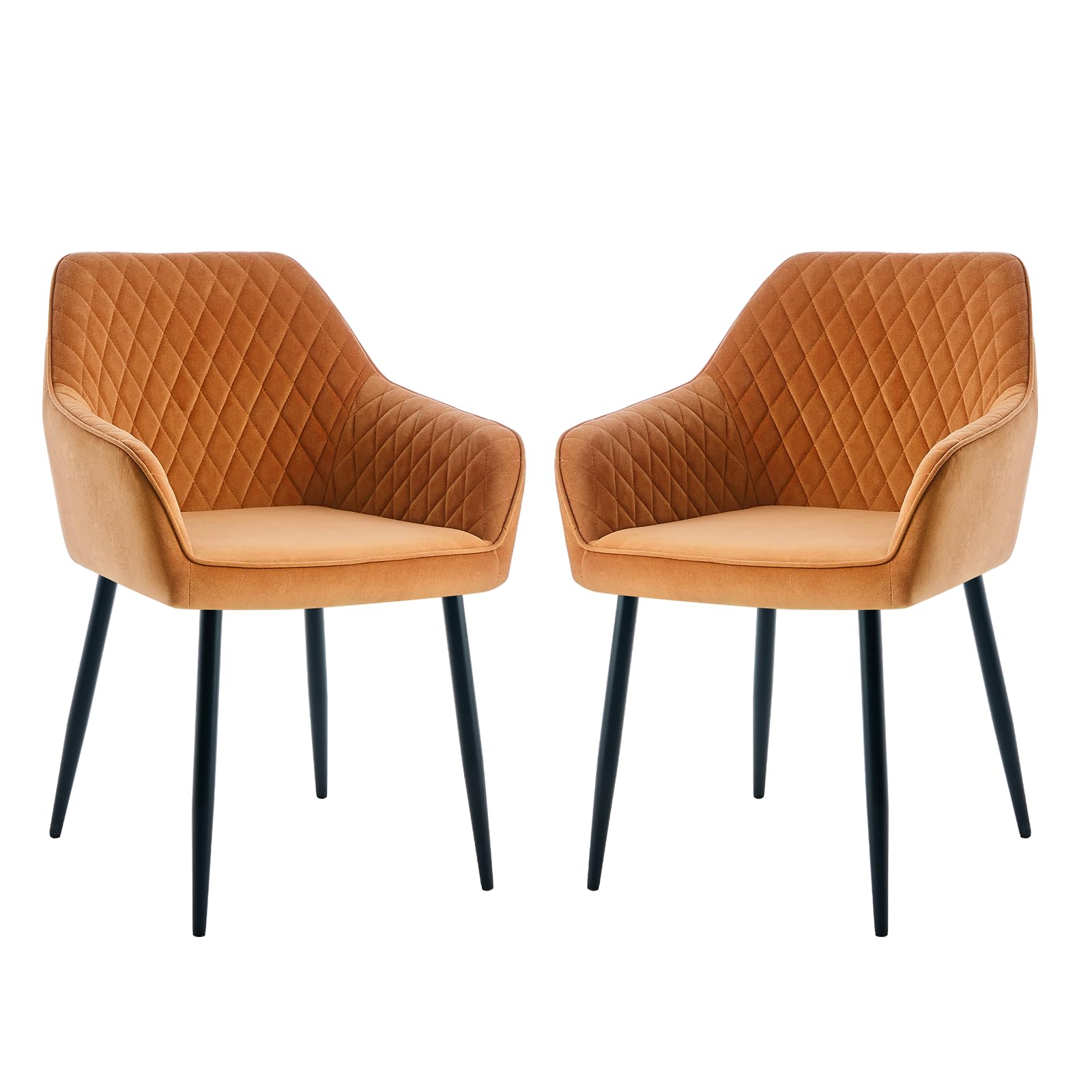 JaHECOME Velvet Dining chairs Set of 2 Armchairs with Thickened Cushion Velvet Fabric Ergnomic Design for Kitchen Living Room(Orange,2) — image 1