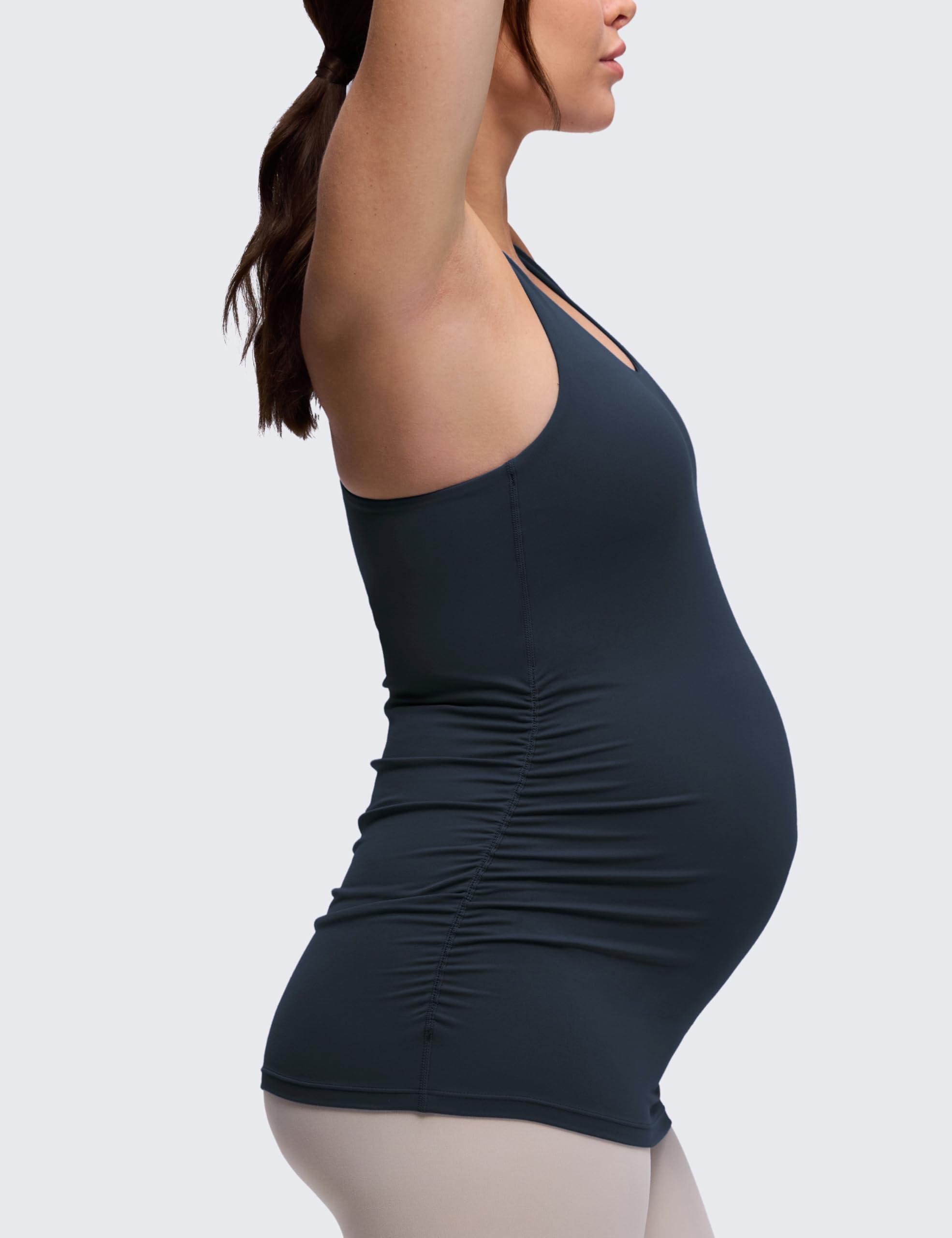 CRZ YOGA Butterluxe Mujer Racerback Maternidad Tanque Cima Fruncido Preñez Acolchado Yoga Arriba