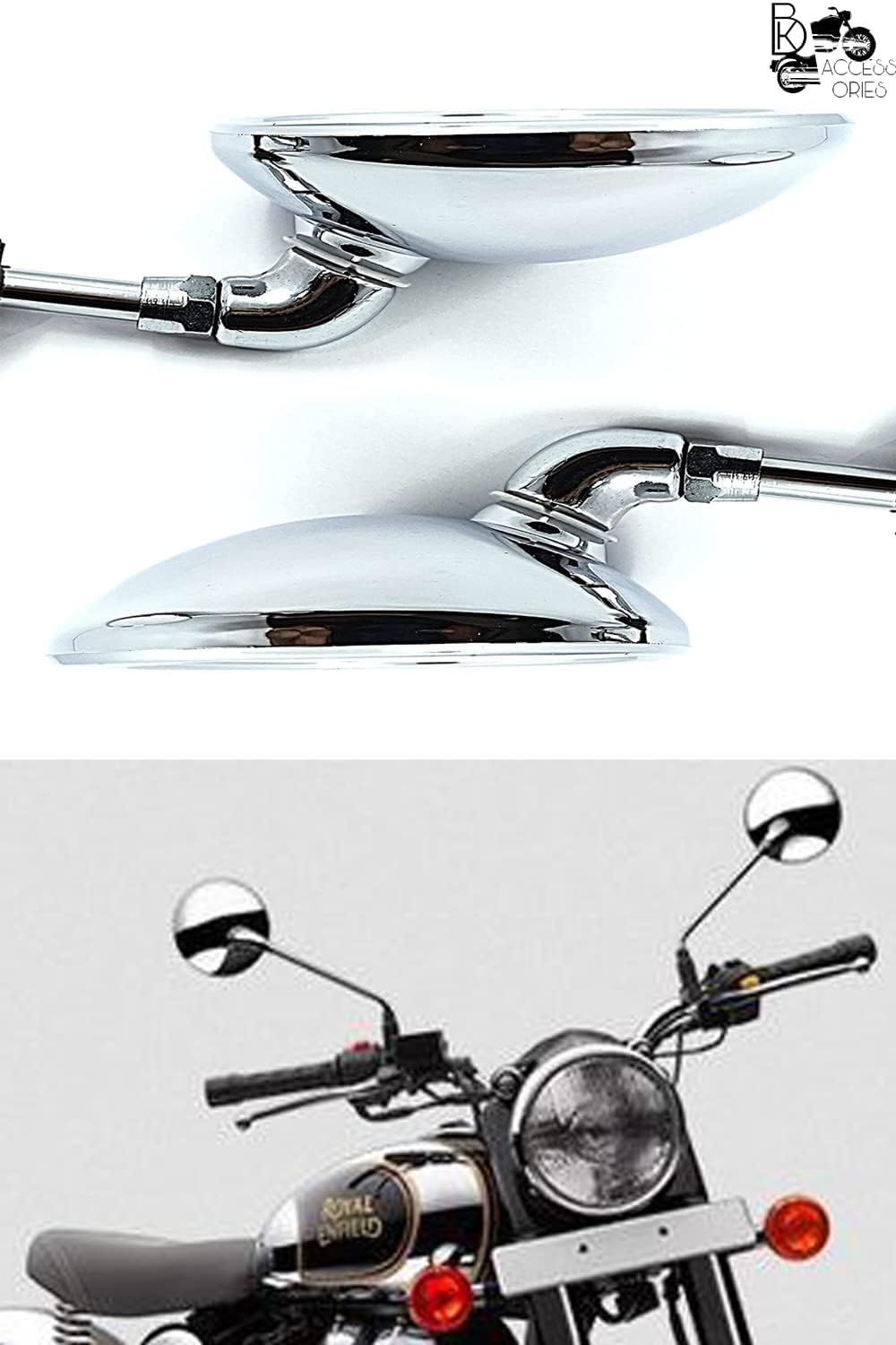 Pure Biking Rear View Touring Chrome Mirror Pair Compatible For Classic, Bullet, Standard, Electra (2012-2020) - Image 3 thumbnail