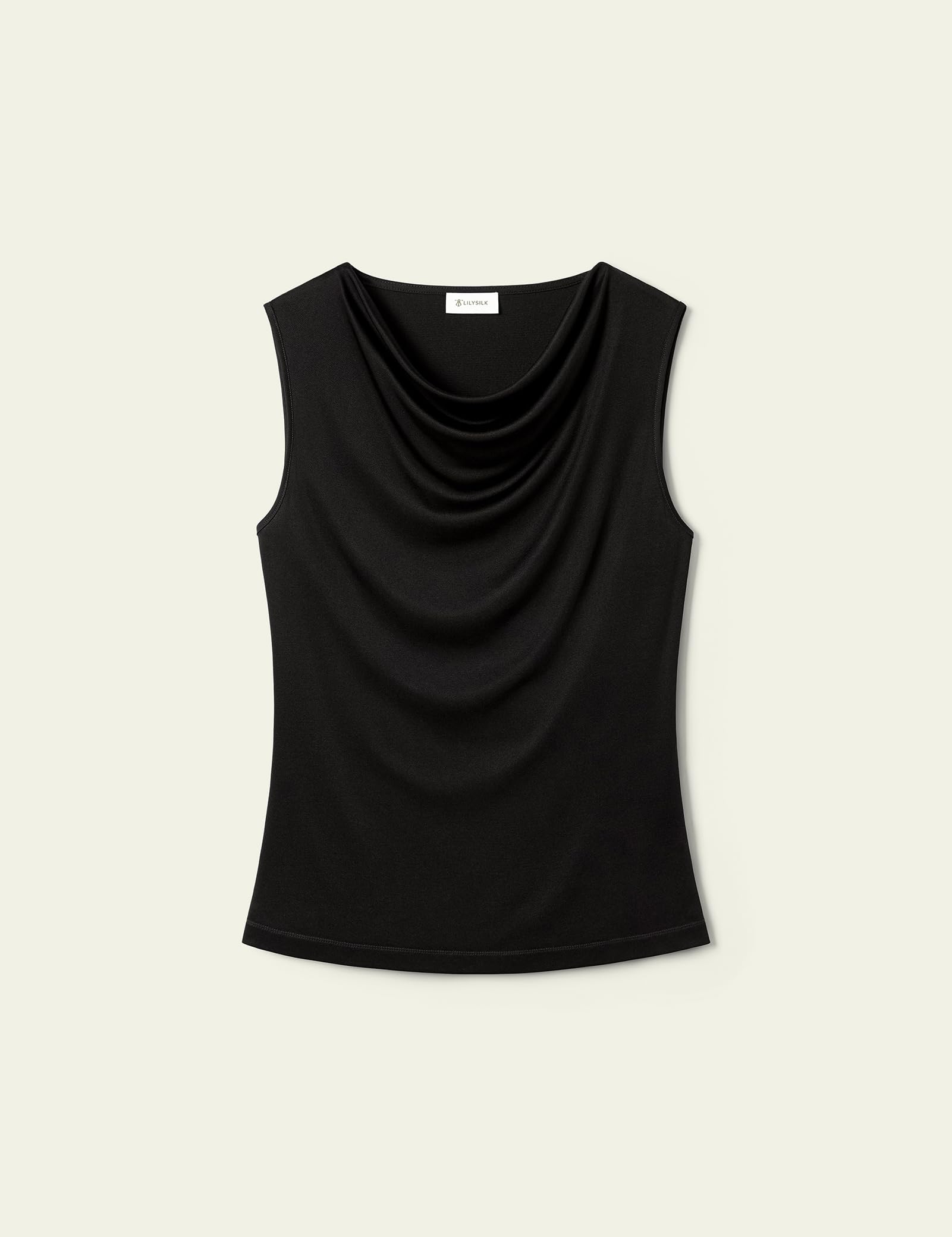LilySilk Damen Pure Seide Jersey T-Shirt Ärmellos Slim Fit Cowl Neck Tanktop Seiden Shirt Oberteil Atmungsaktiv Elegant Bequem Basic