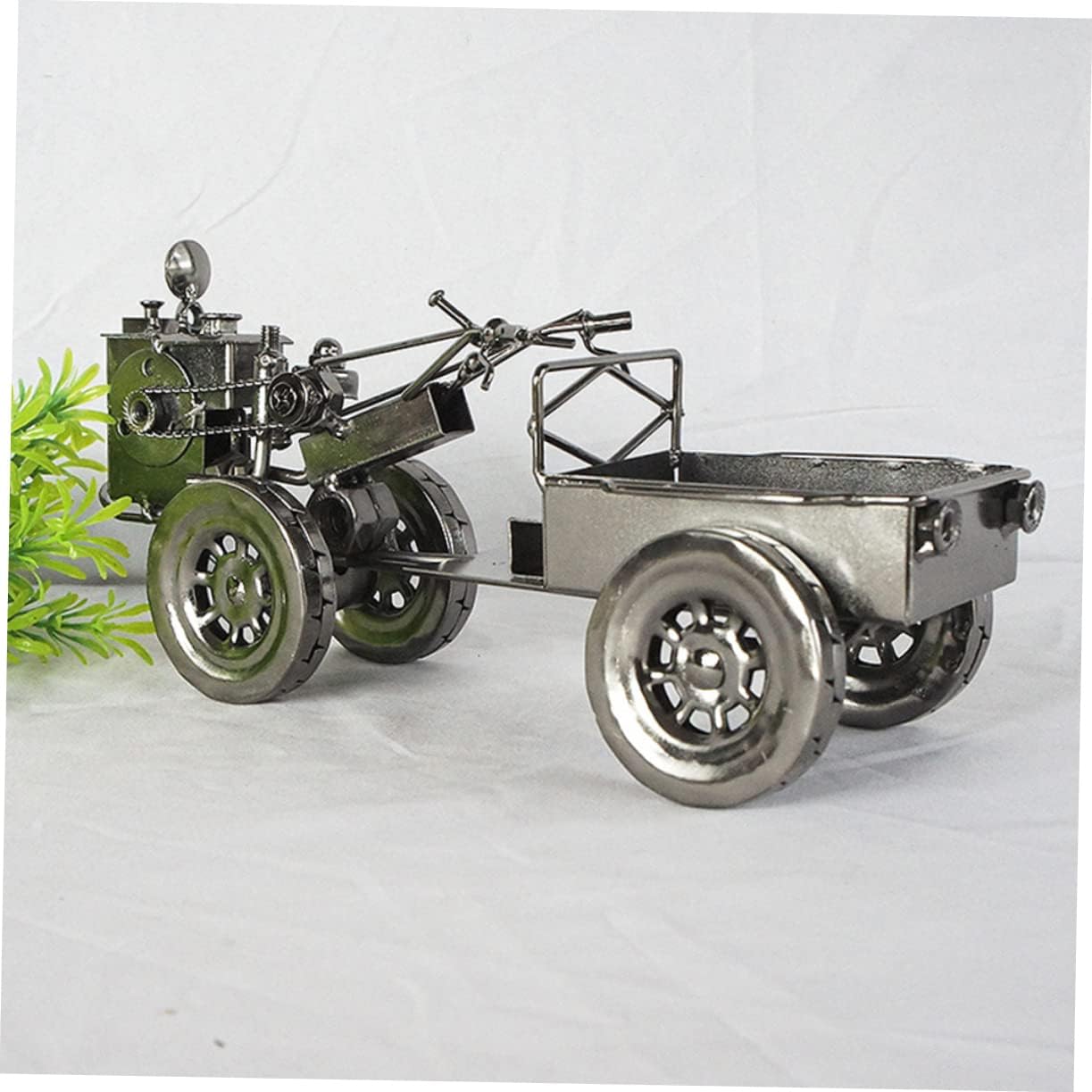 Vintage Metal Tractor Model Movable Bucket Retro Farmhouse Decor for Home Office Desktop Decoration