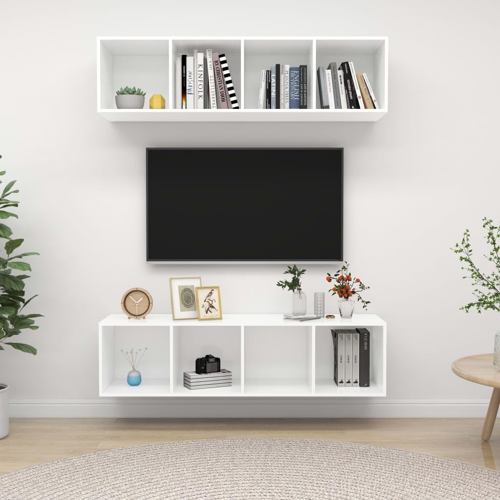 vidaXL Wiszące szafki TV, 2 szt., białe, materiał drewnopochodny