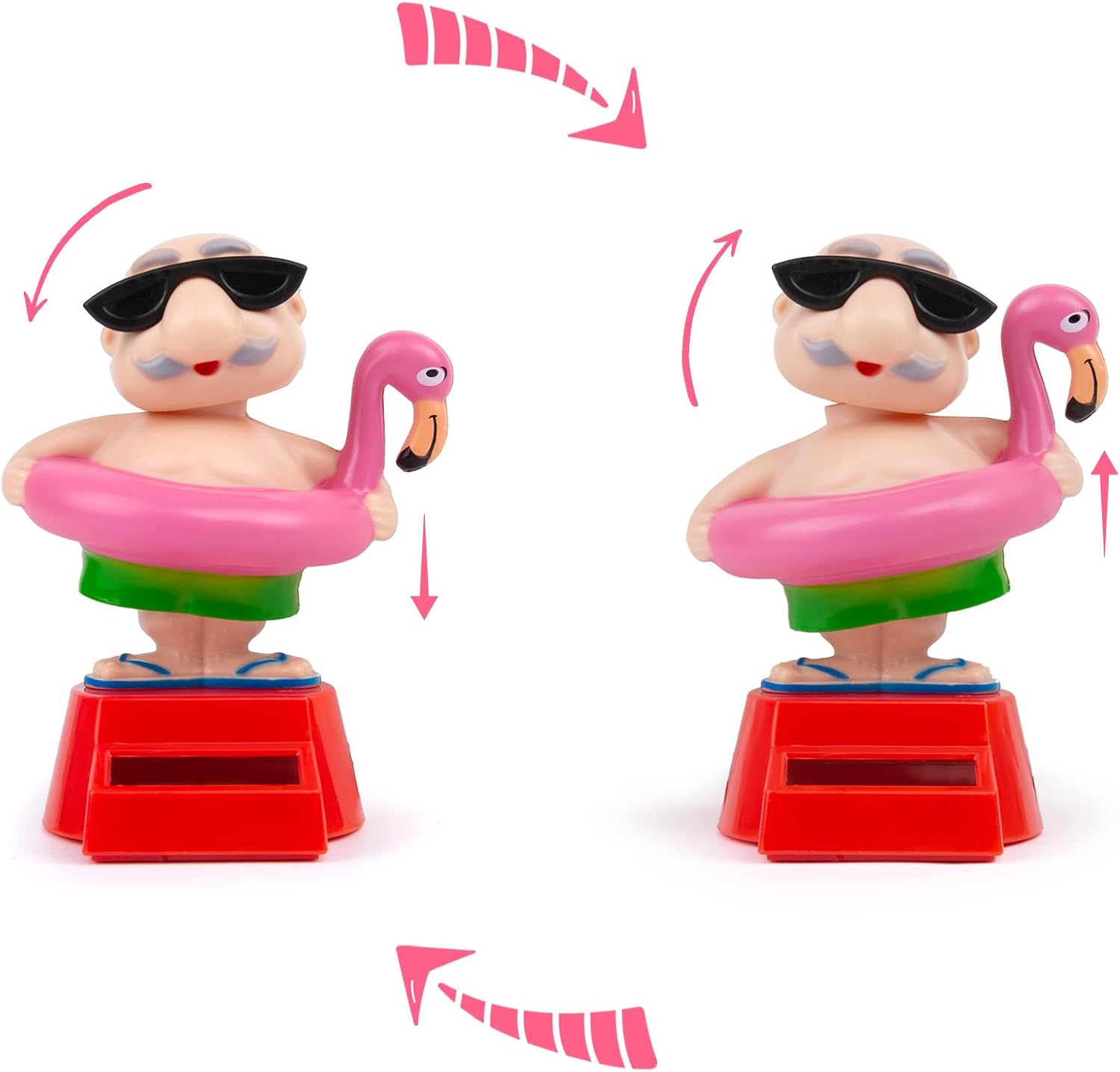 YGMONER Solar Dancing Beach Grandpa Bobblehead Car Dashboard Decorations – Funny Desk & Shelf Decoration with Motion Activated by Light