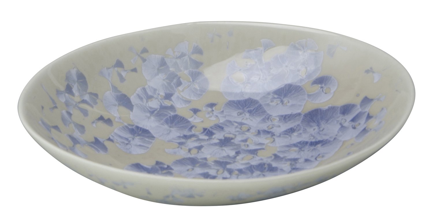 Amazon.co.jp: 京焼 清水焼 陶あん窯 楕円鉢 中 花結晶 銀藤 kta497-02  