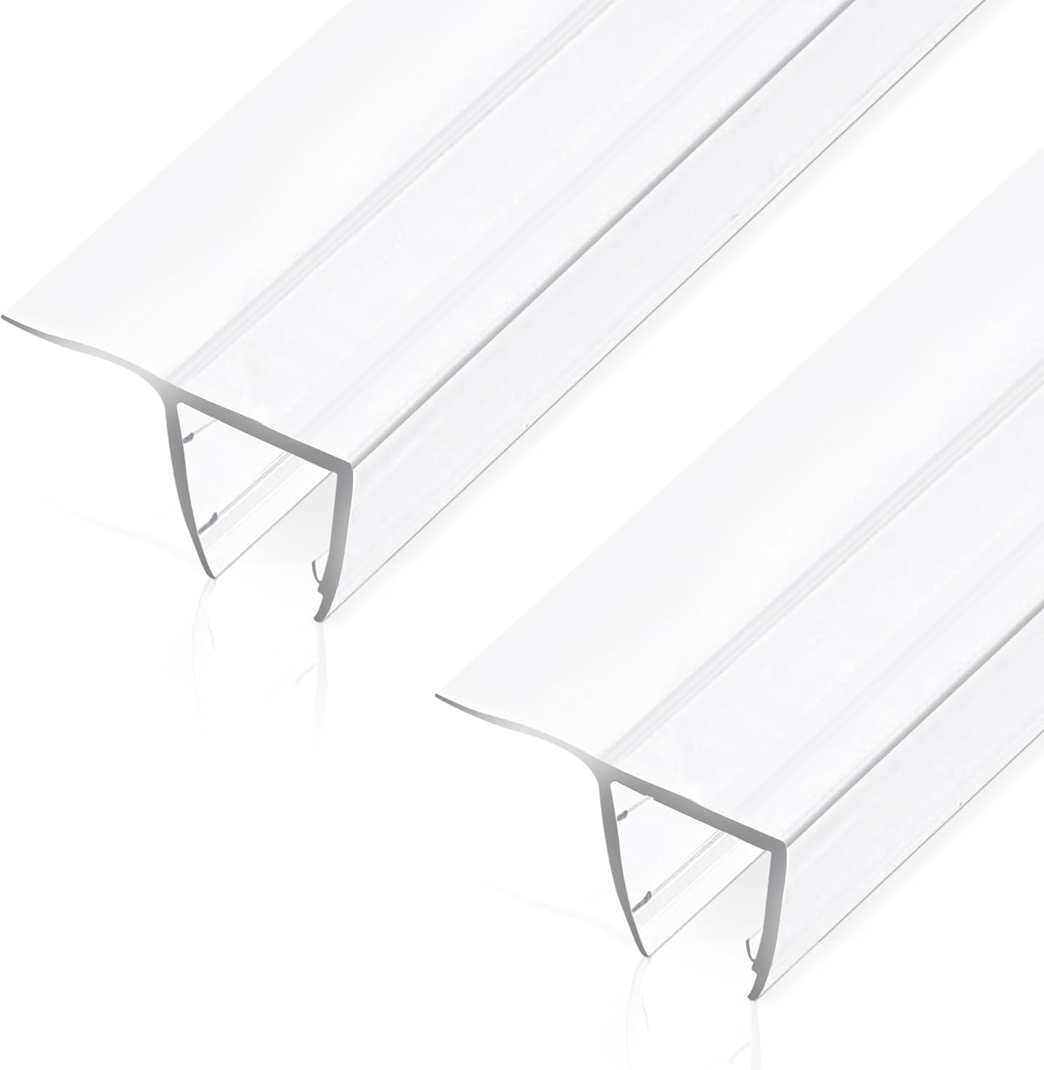 Shower Glass Door Side Seal, 2PCS 78 Inch Ultra Clear PVC Seal Strip with Long Sweep for 1/4"(6mm) Thick Framless Glass Door, to Stop Water Leakage 1/4 Inch F-Type